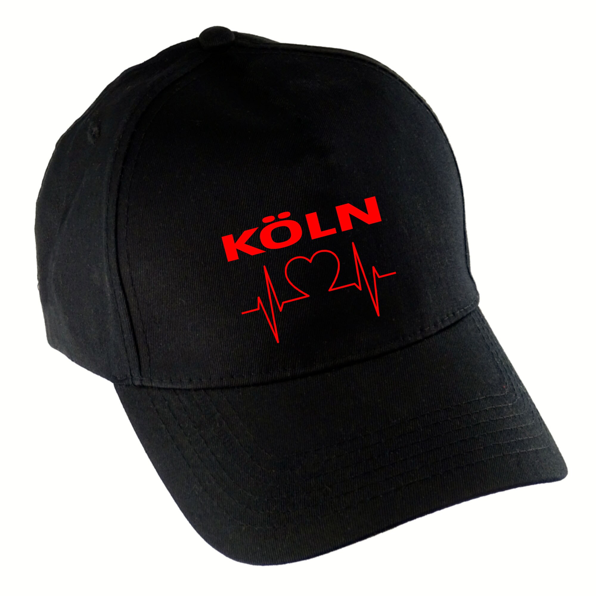 multifanshop Baseballcap - K&ouml;ln - Herzschlag - Druck rot - M&uuml;tze 