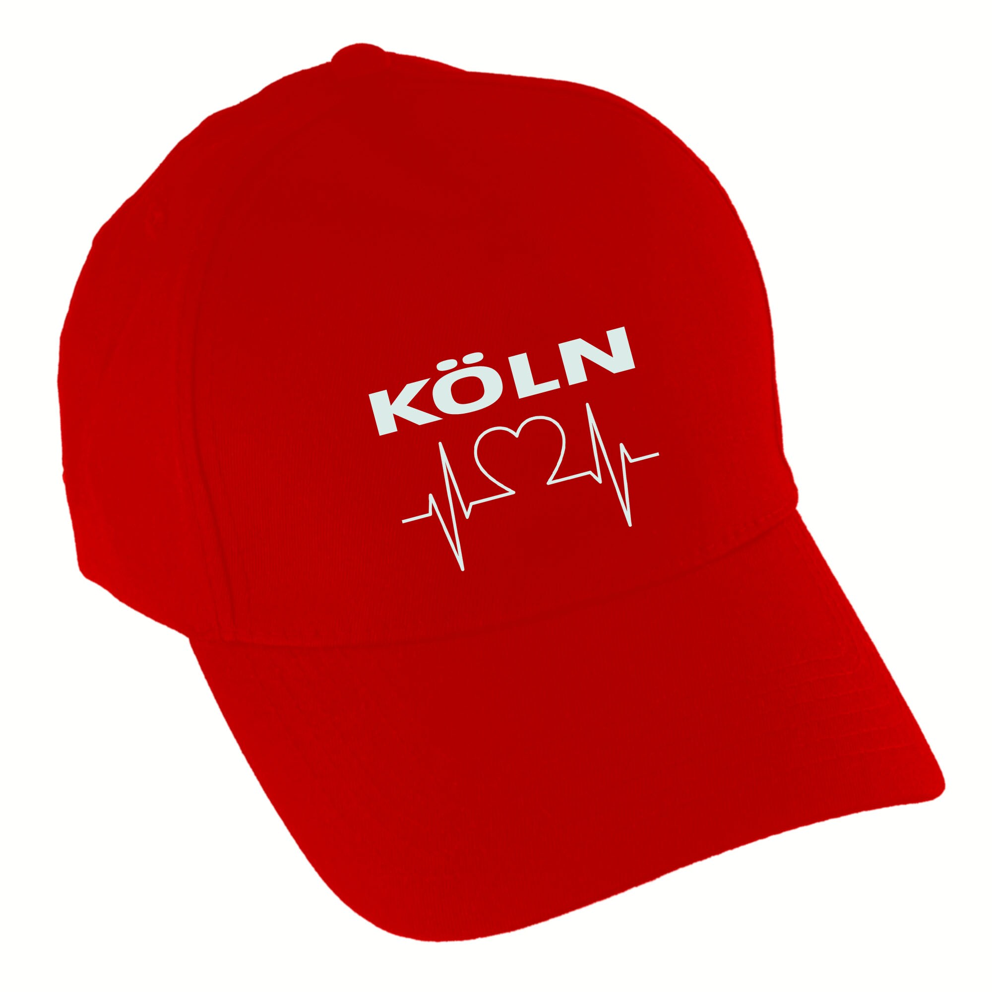 multifanshop Baseballcap - K&ouml;ln - Herzschlag - Druck wei&szlig; - M&uuml;tze 