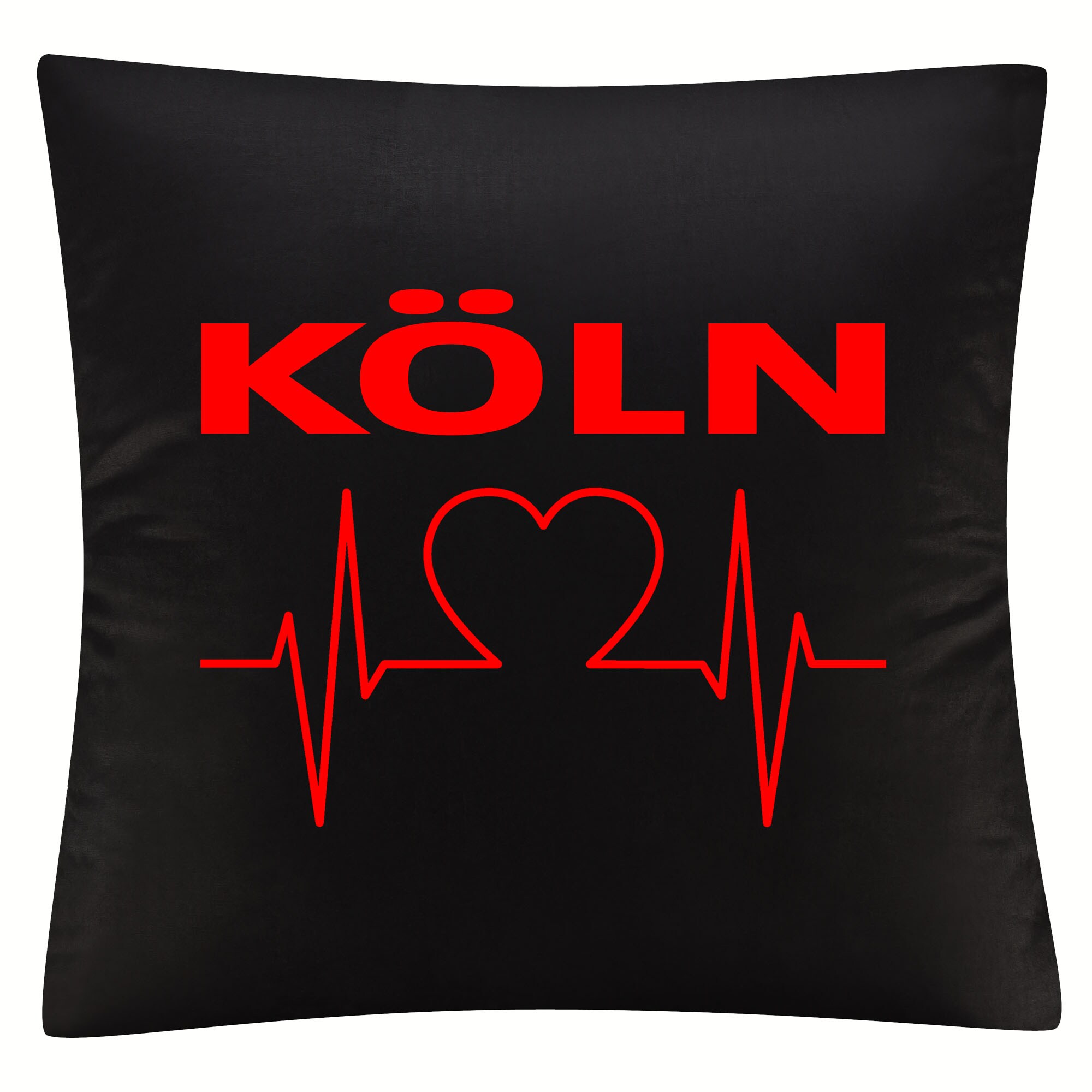 multifanshop Kissenbezug - K&ouml;ln - Herzschlag - Druck rot - Kissen 