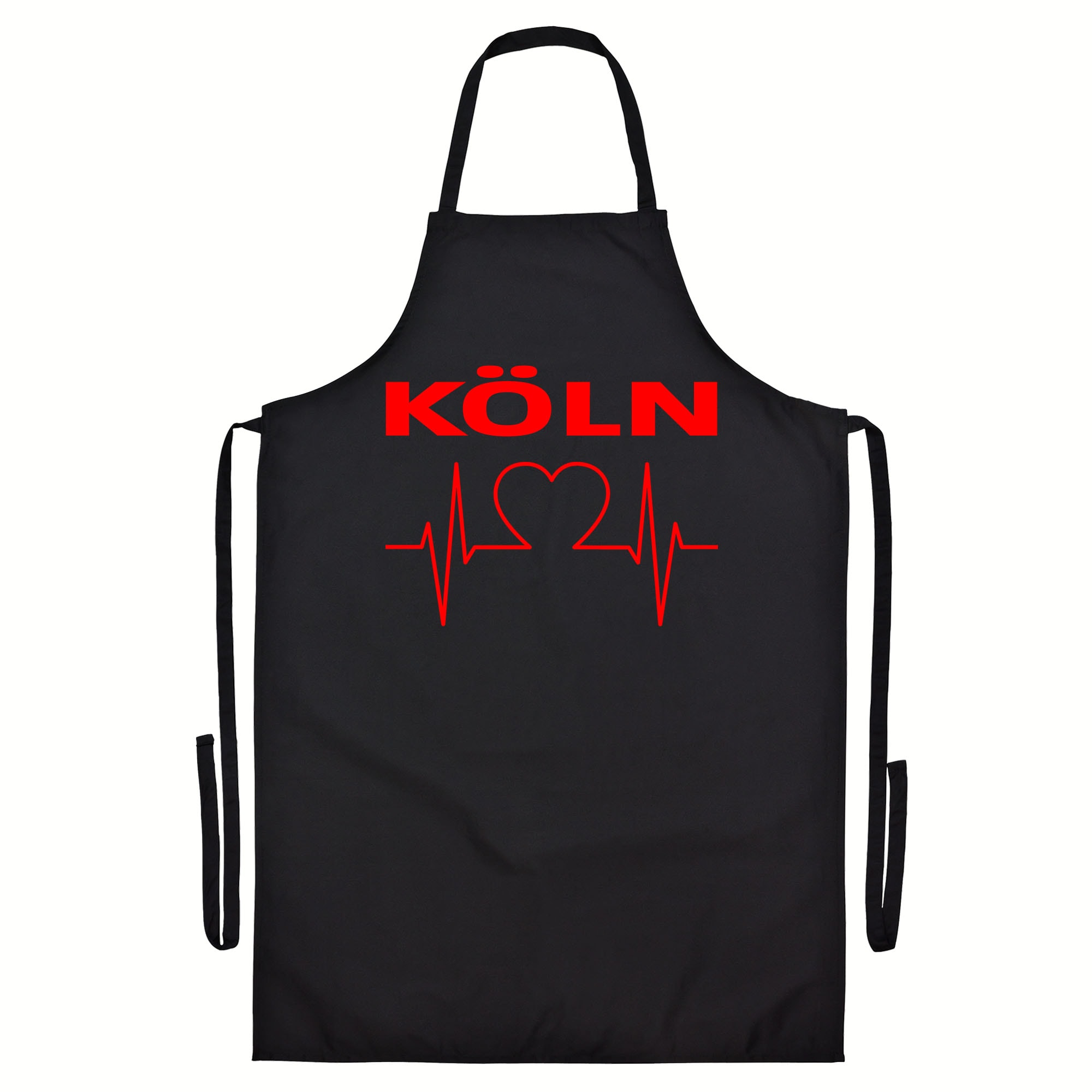 multifanshop Grillsch&uuml;rze - K&ouml;ln - Herzschlag - Druck rot - Sch&uuml;rze 