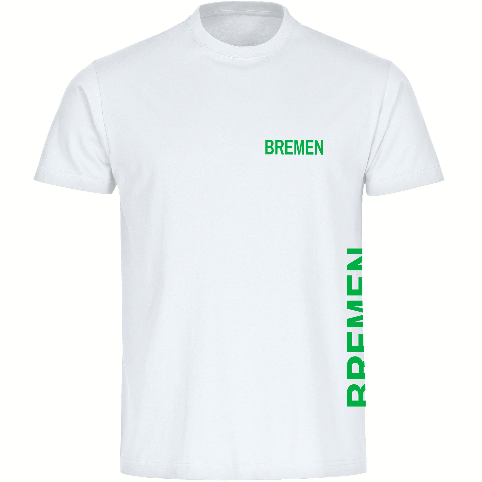 multifanshop Herren T-Shirt - Bremen - Brust & Seite - Druck gr&uuml;n - M&auml;nner 