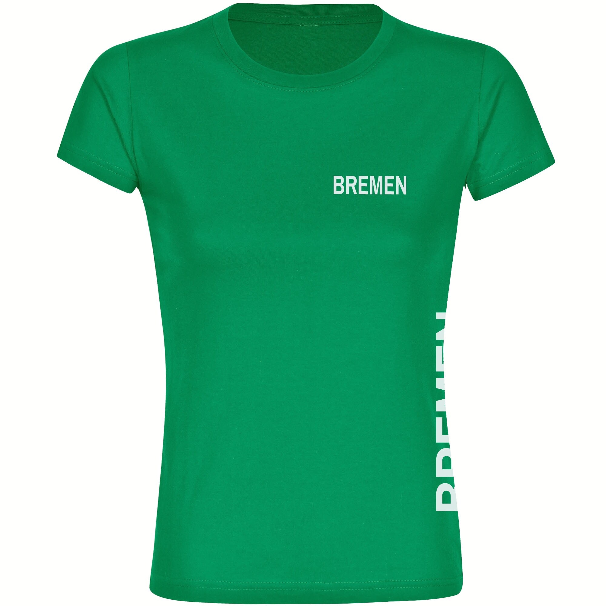 multifanshop Damen T-Shirt - Bremen - Brust & Seite - Druck wei&szlig; - Frauen 