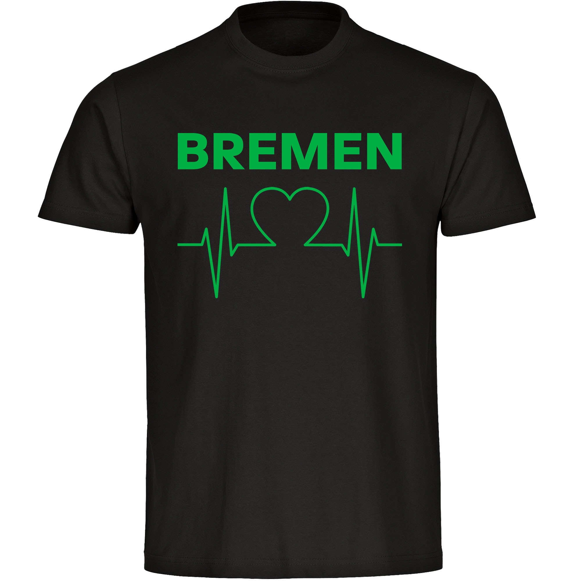 multifanshop Herren T-Shirt - Bremen - Herzschlag - Druck gr&uuml;n - M&auml;nner 