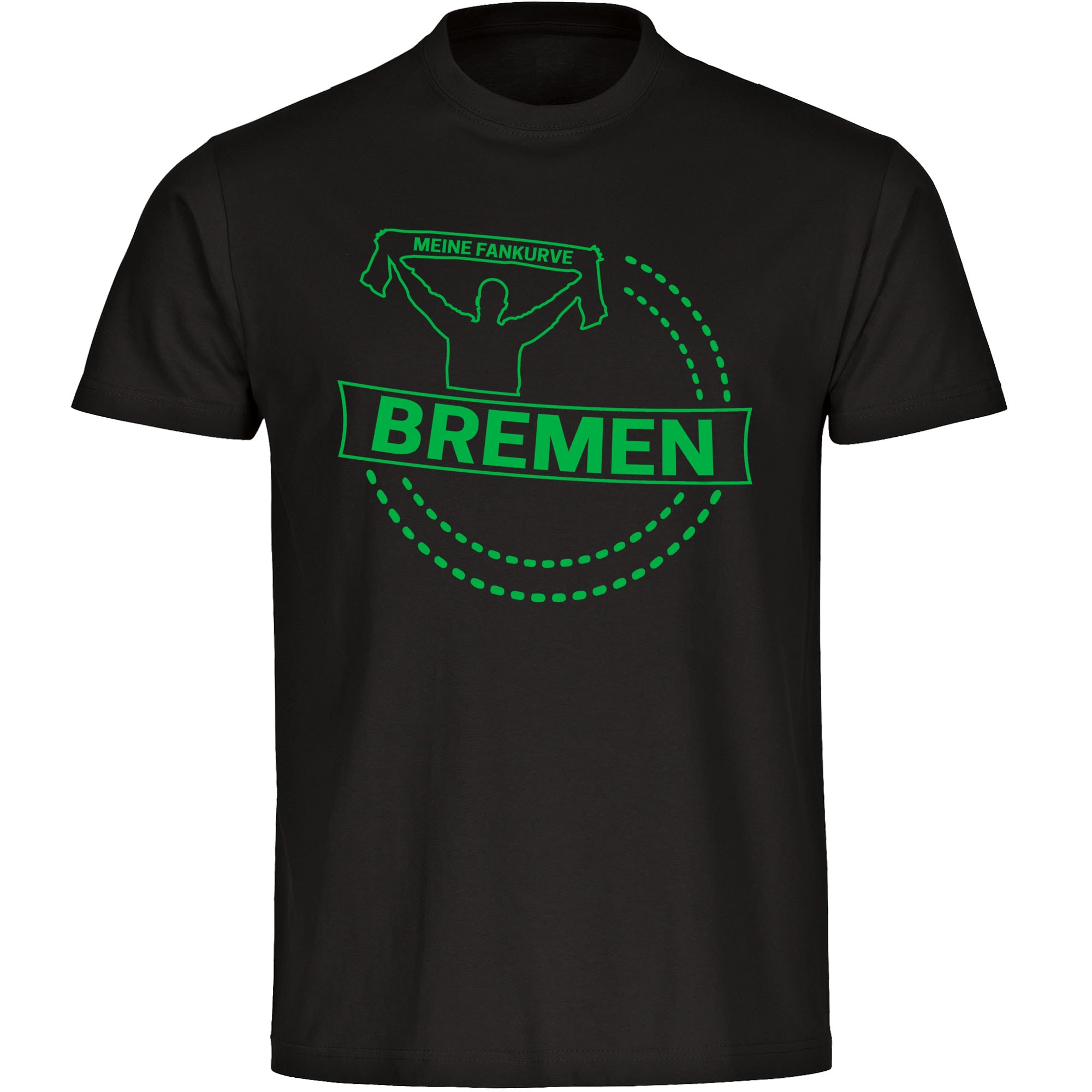 multifanshop Herren T-Shirt - Bremen - Meine Fankurve - Druck gr&uuml;n - M&auml;nner 