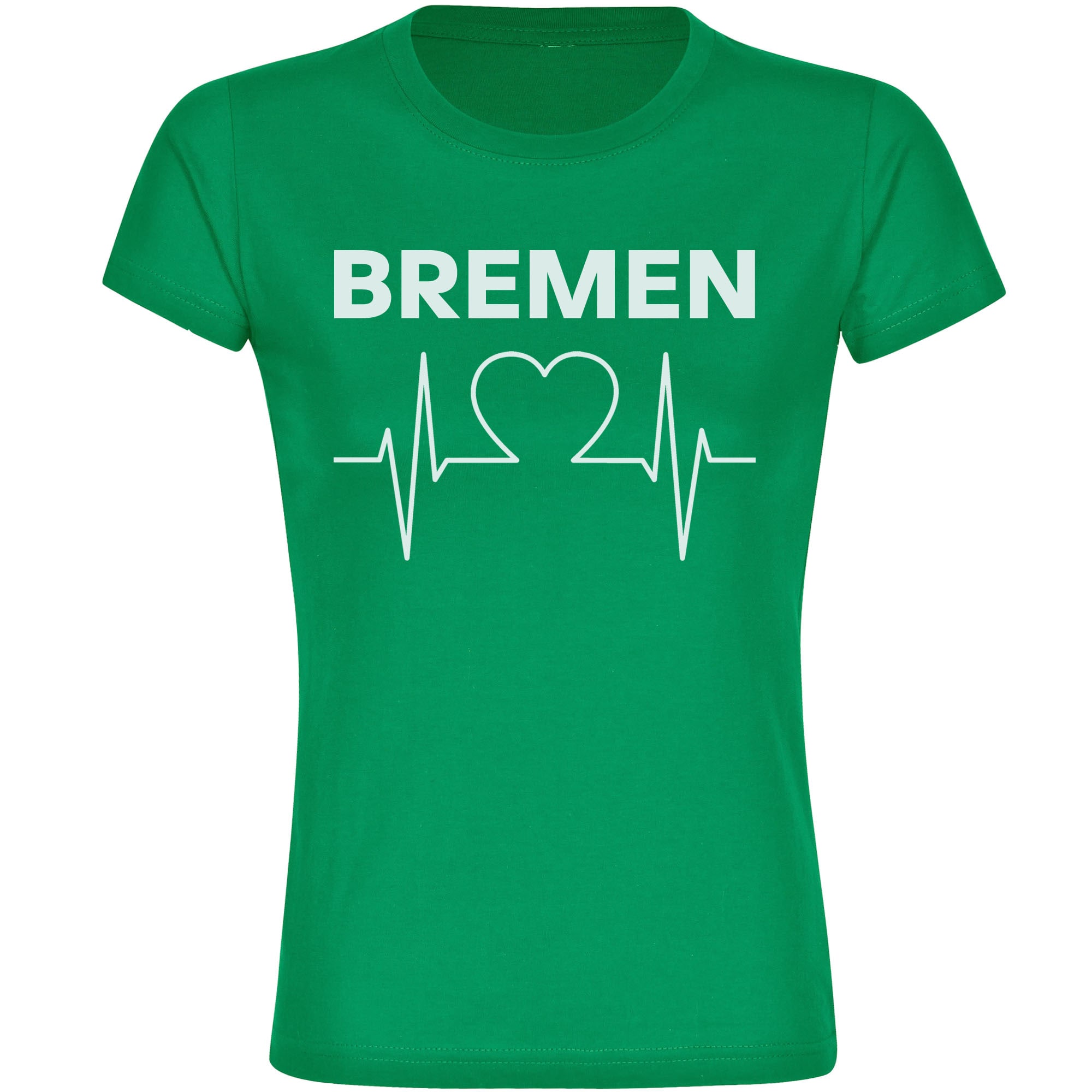 multifanshop Damen T-Shirt - Bremen - Herzschlag - Druck wei&szlig; - Frauen 