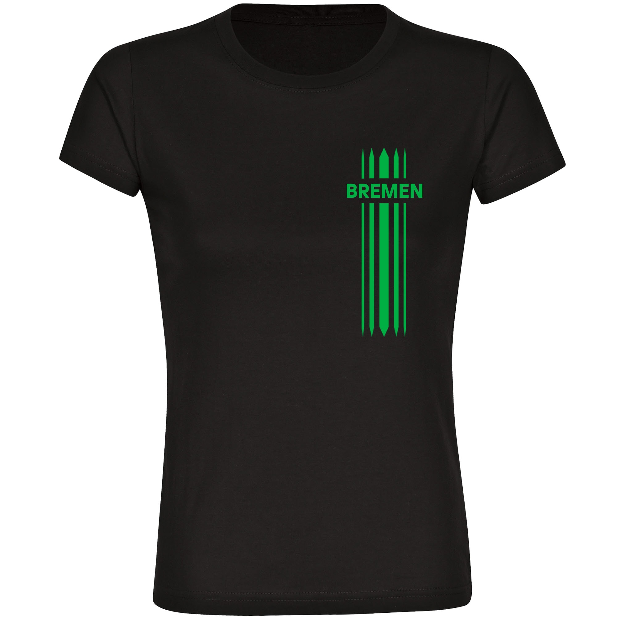 multifanshop Damen T-Shirt - Bremen - Streifen - Druck gr&uuml;n - Frauen 