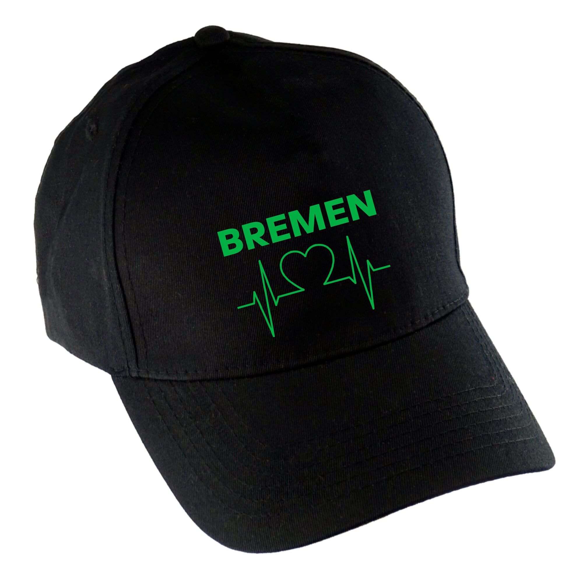 multifanshop Baseballcap - Bremen - Herzschlag - Druck gr&uuml;n - M&uuml;tze 