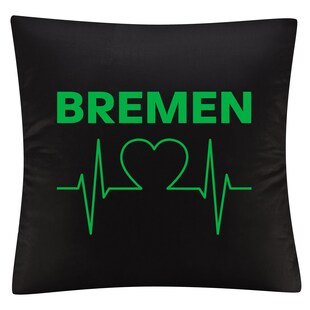 multifanshop Kissenbezug - Bremen - Herzschlag - Druck grün - Kissen 
