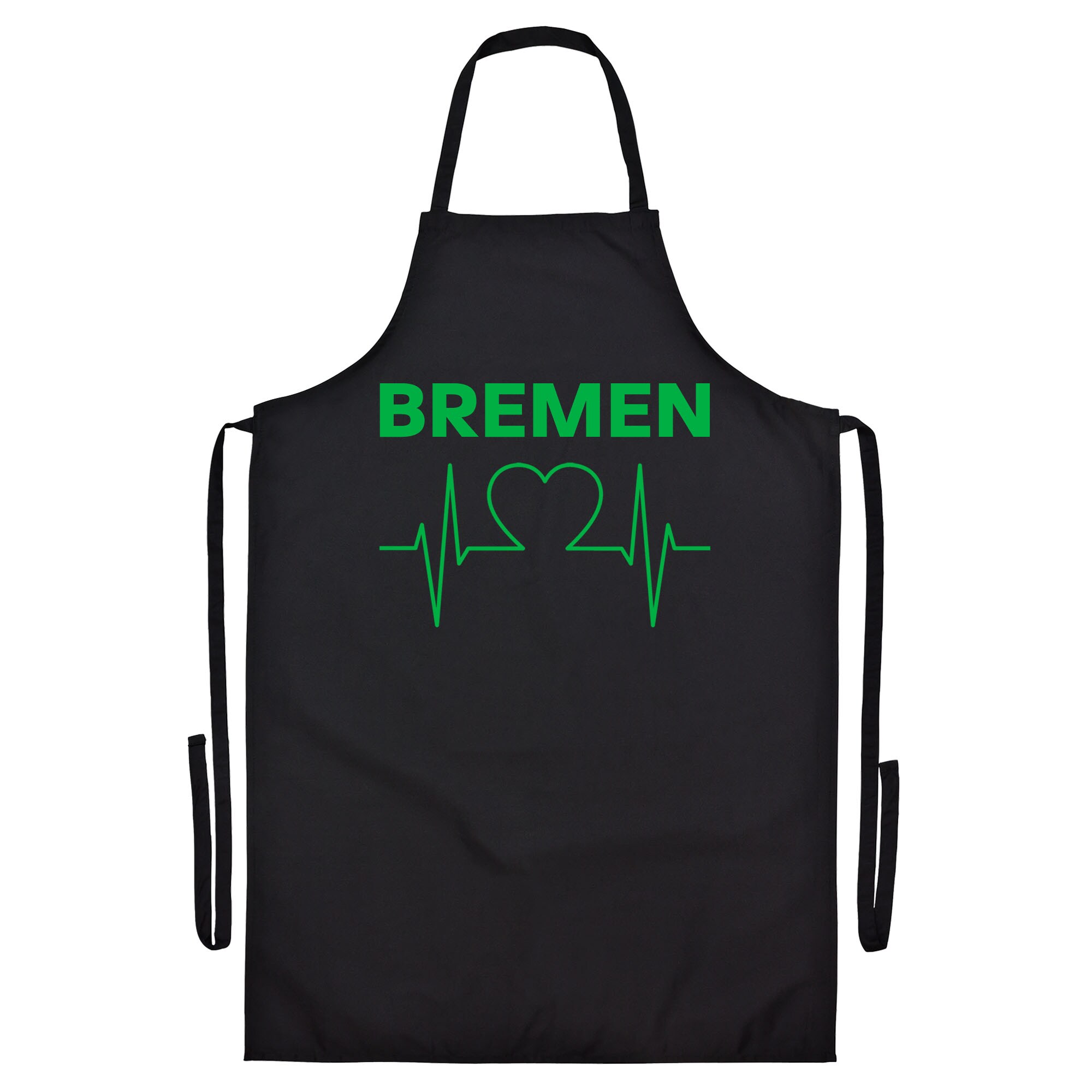 multifanshop Grillsch&uuml;rze - Bremen - Herzschlag - Druck gr&uuml;n - Sch&uuml;rze 