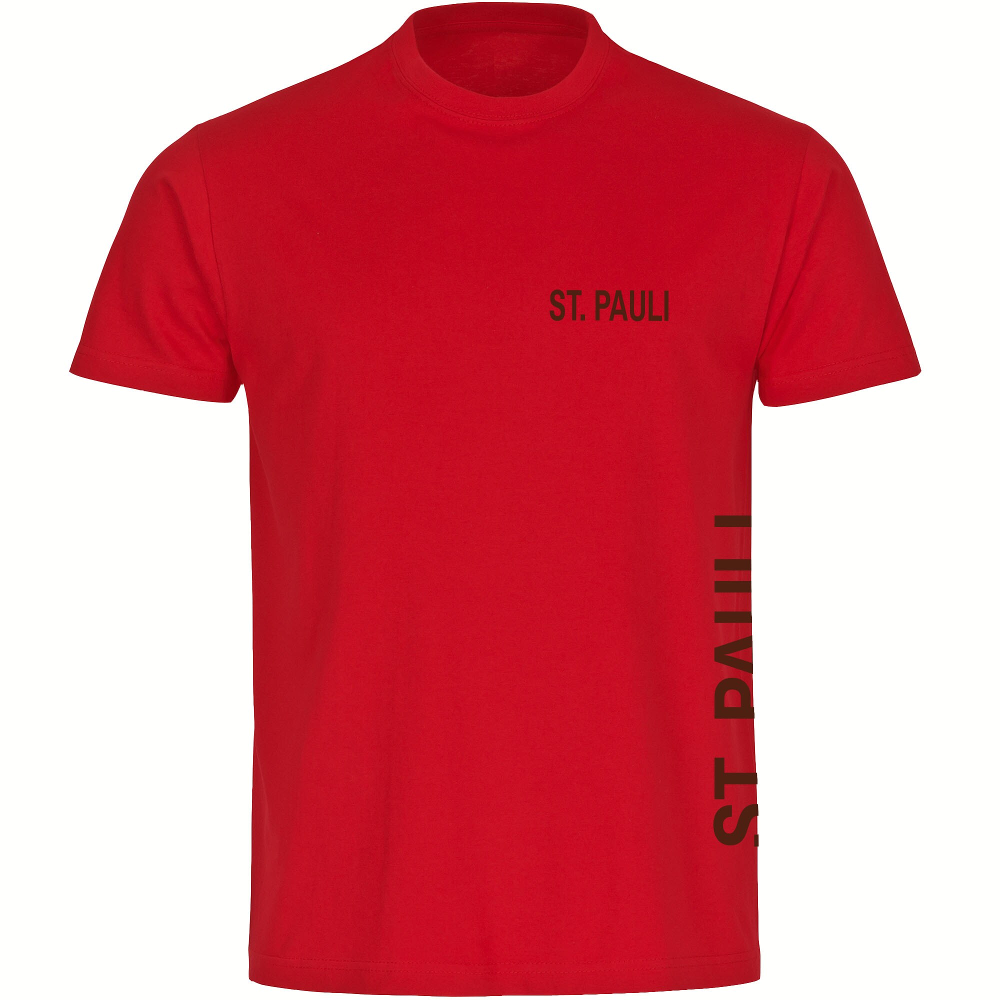 multifanshop Herren T-Shirt - St. Pauli - Brust & Seite - Druck braun - M&auml;nner 