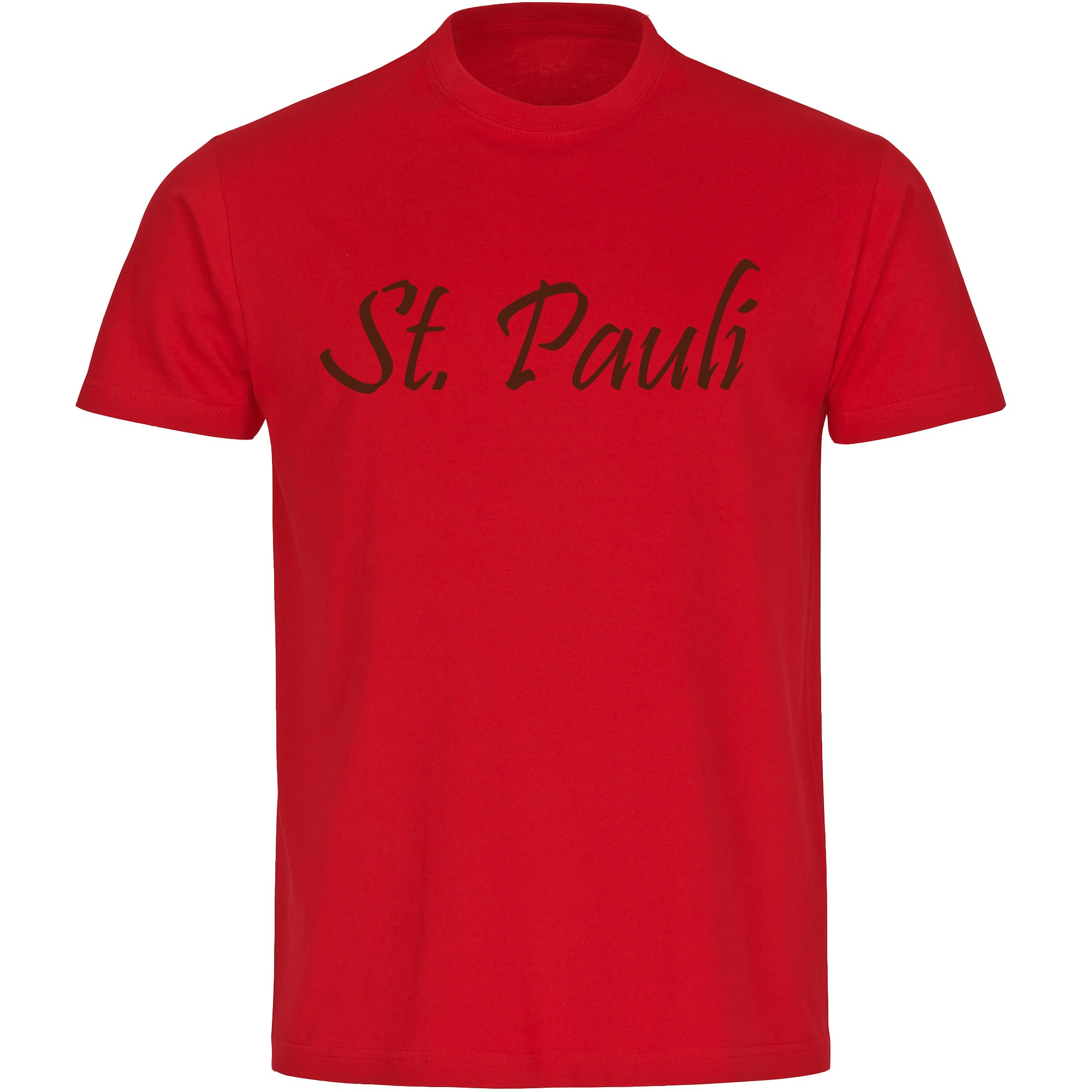 multifanshop Herren T-Shirt - St. Pauli - Schriftzug - Druck braun - M&auml;nner 
