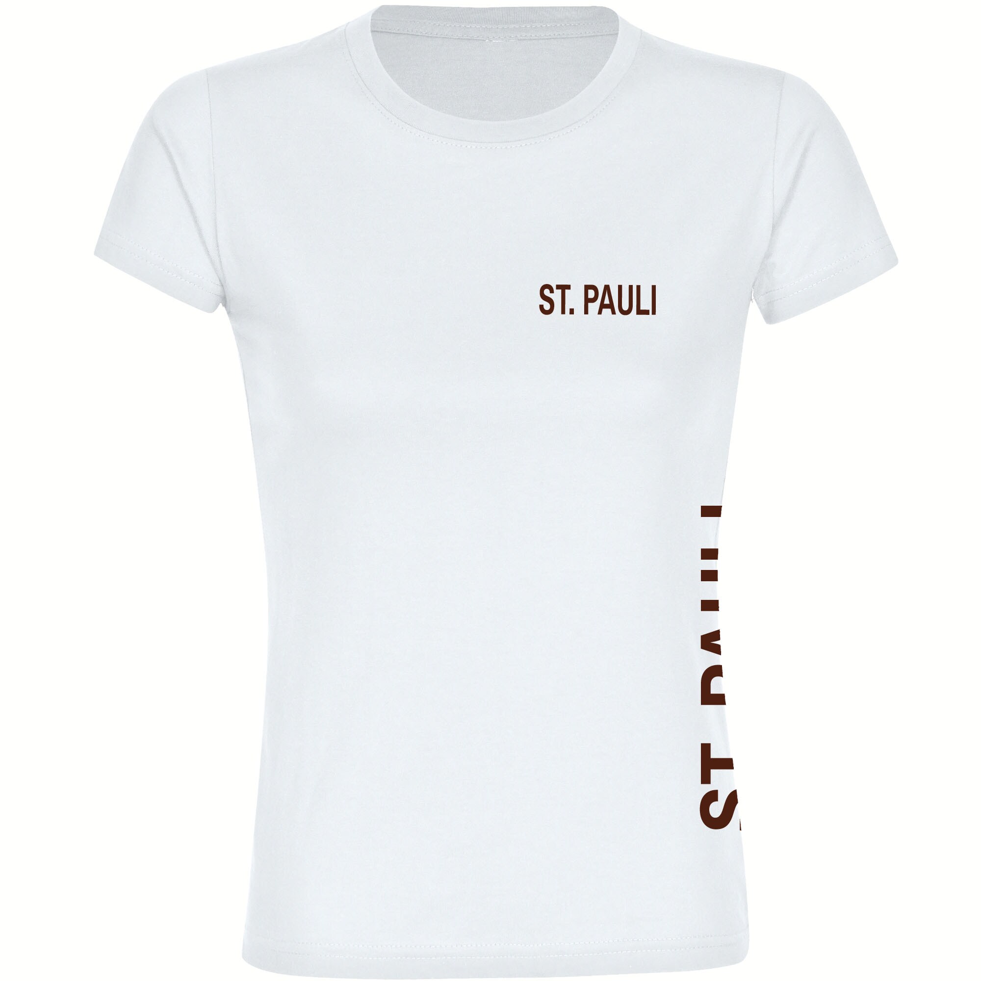 multifanshop Damen T-Shirt - St. Pauli - Brust & Seite - Druck braun - Frauen 