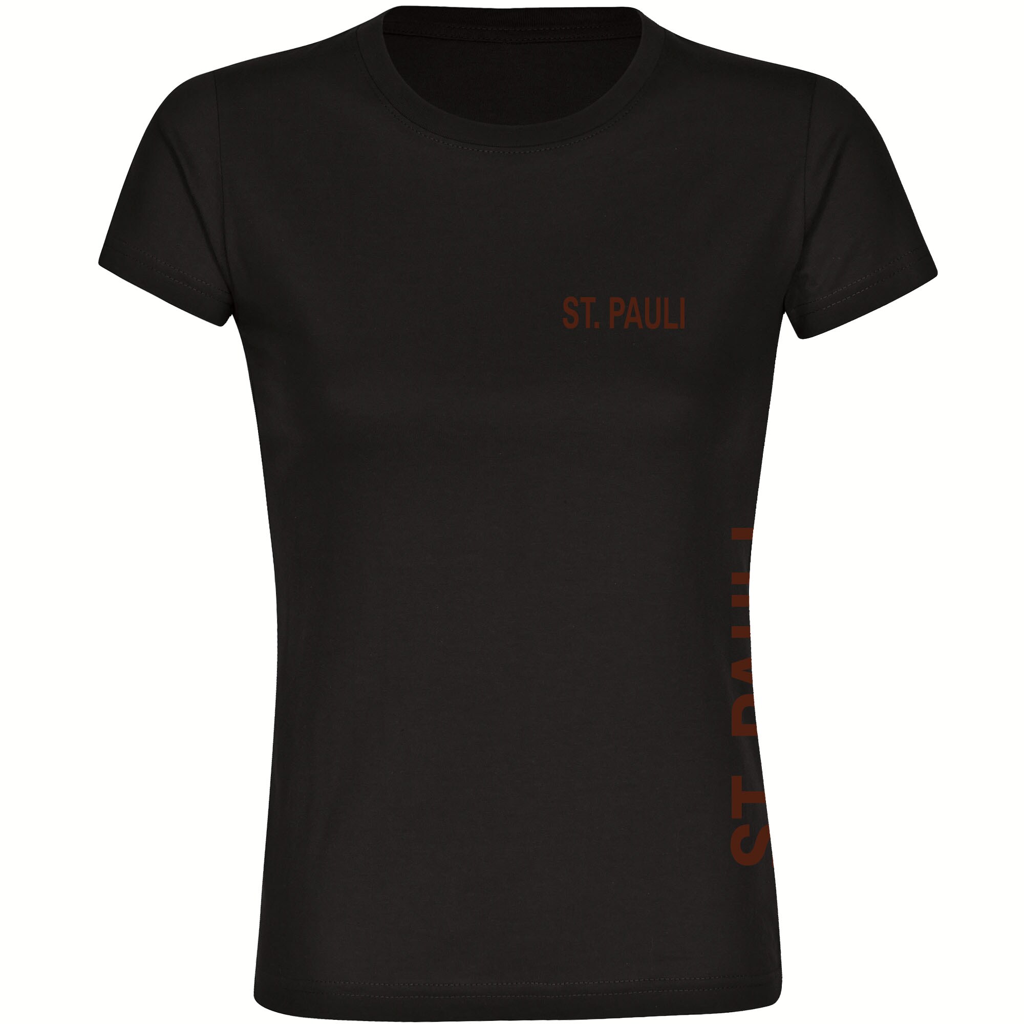 multifanshop Damen T-Shirt - St. Pauli - Brust & Seite - Druck braun - Frauen 