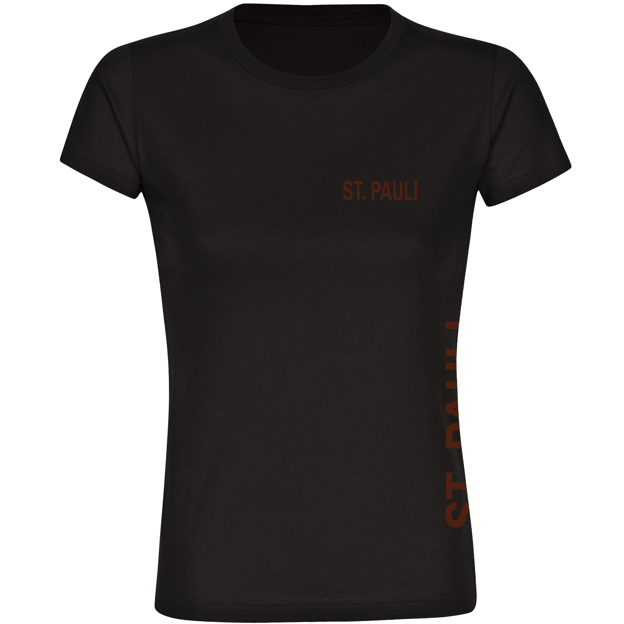 multifanshop Damen T-Shirt - St. Pauli - Brust & Seite - Druck braun - Frauen 