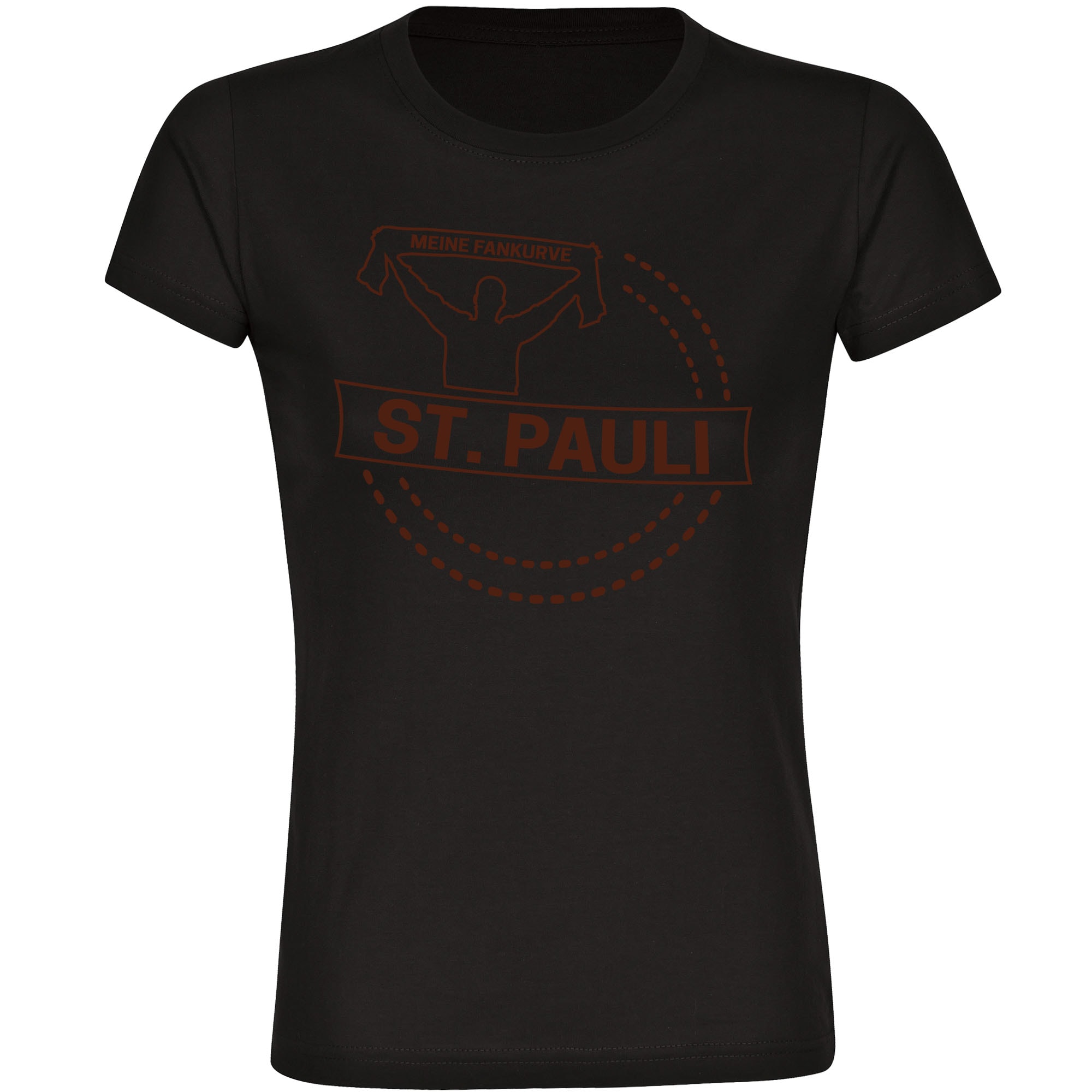 multifanshop Damen T-Shirt - St. Pauli - Meine Fankurve - Druck braun - Frauen 