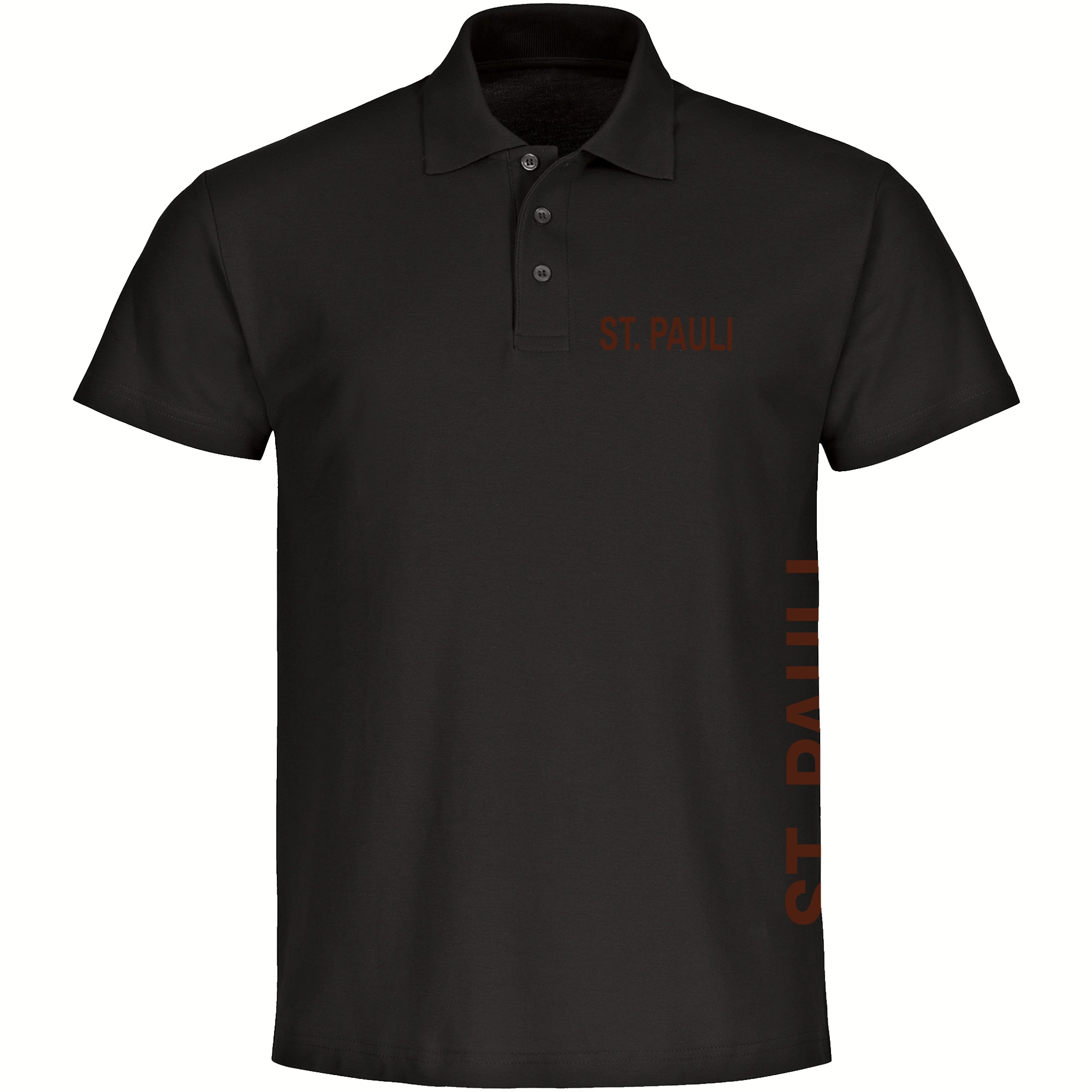 multifanshop Poloshirt - St. Pauli - Brust & Seite - Druck braun - Polo 