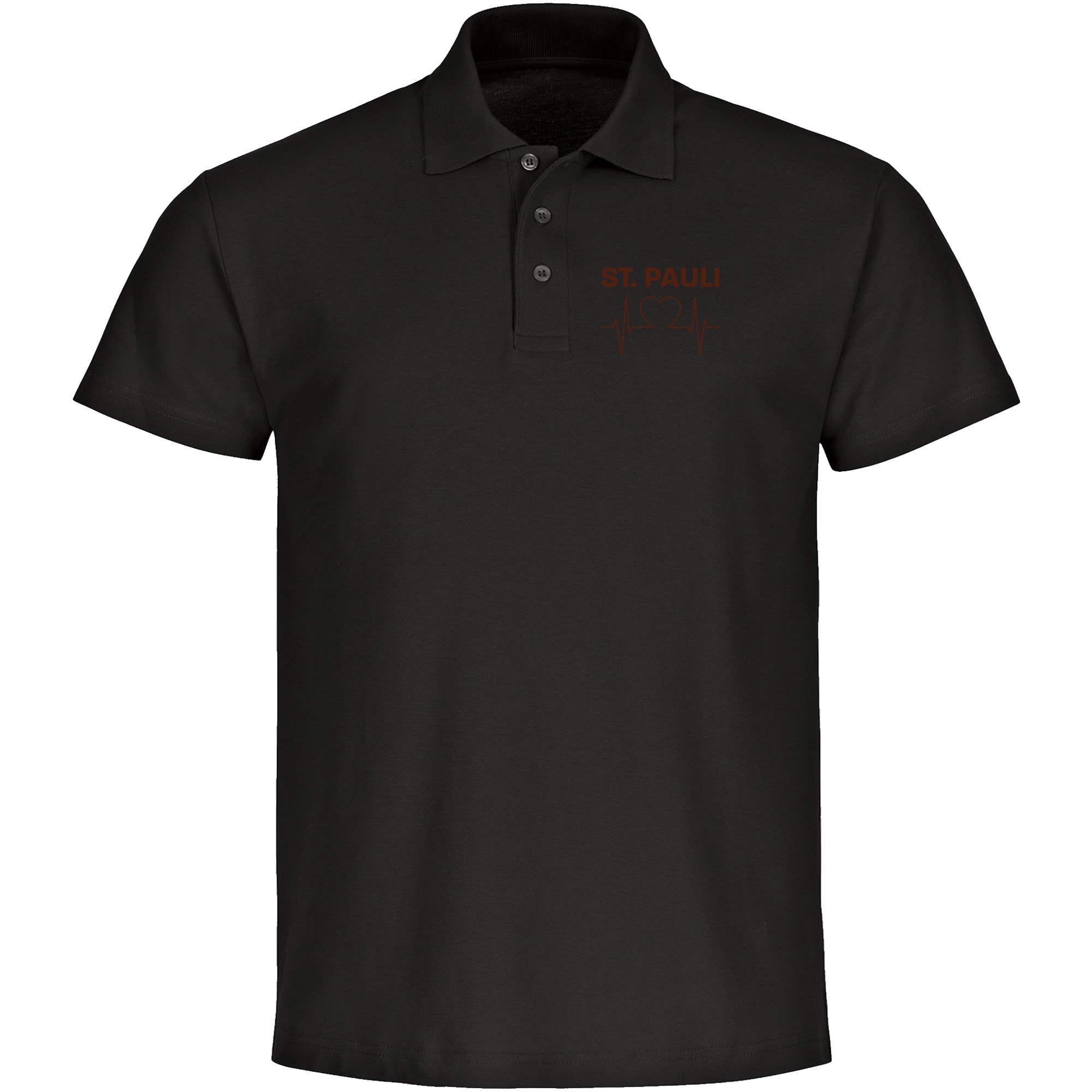 multifanshop Poloshirt - St. Pauli - Herzschlag - Druck braun - Polo 