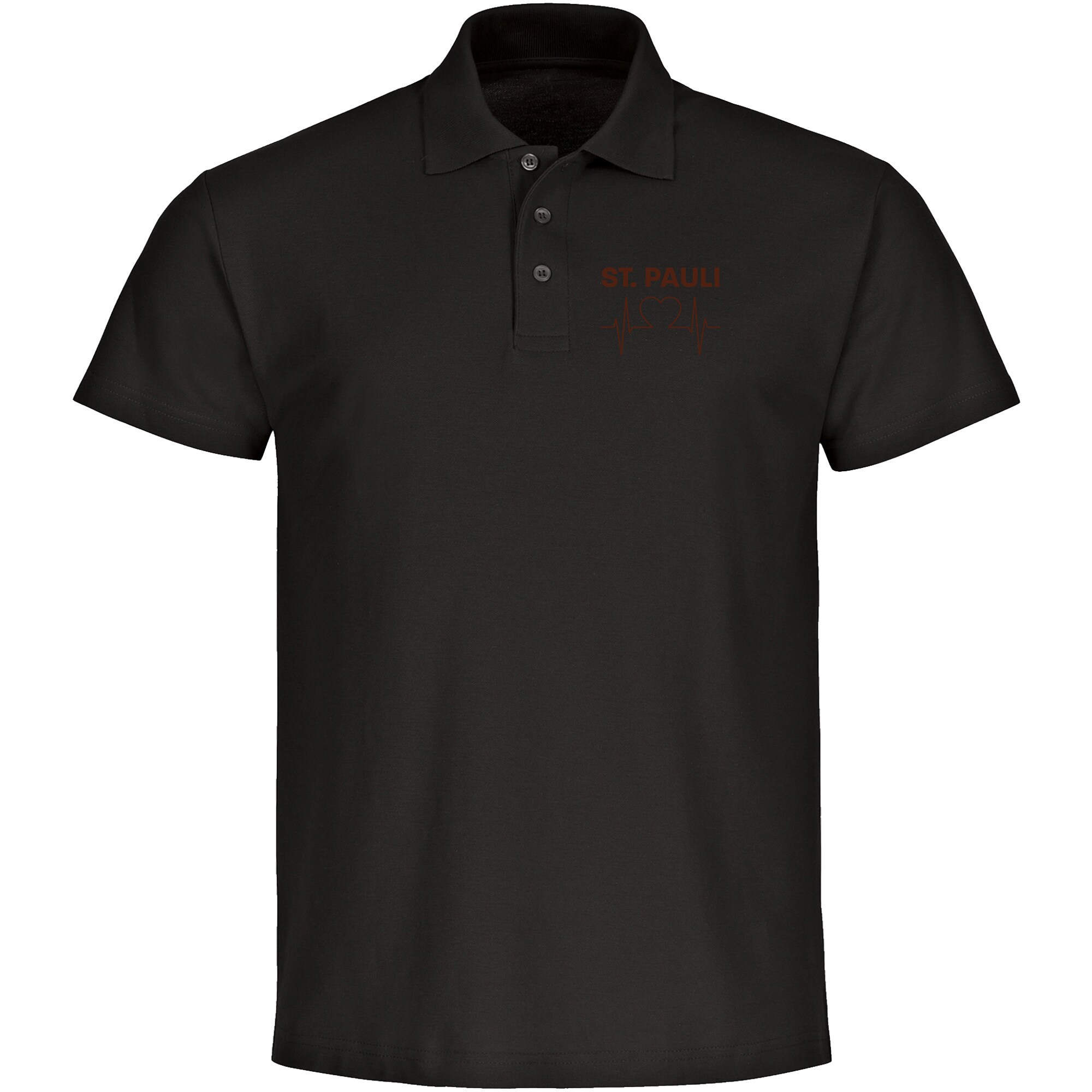 multifanshop Poloshirt - St. Pauli - Herzschlag - Druck braun - Polo 