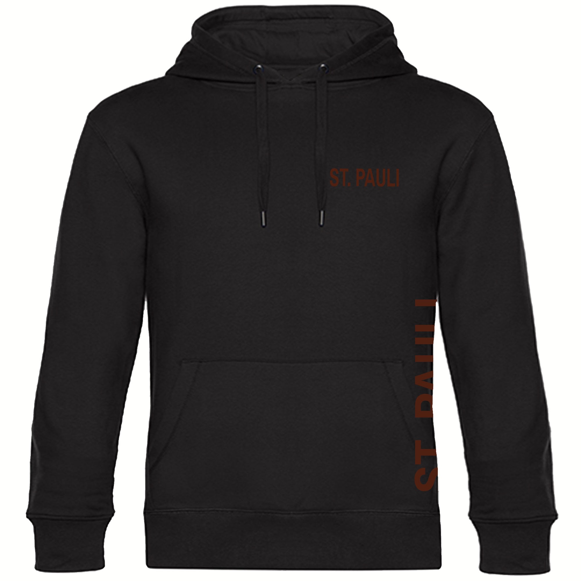 multifanshop Kapuzen Sweatshirt - St. Pauli - Brust & Seite - Druck braun - Hoodie 