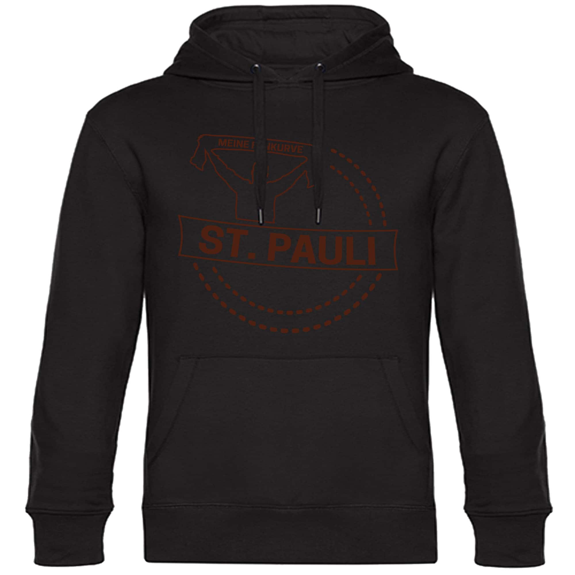 multifanshop Kapuzen Sweatshirt - St. Pauli - Meine Fankurve - Druck braun - Hoodie 
