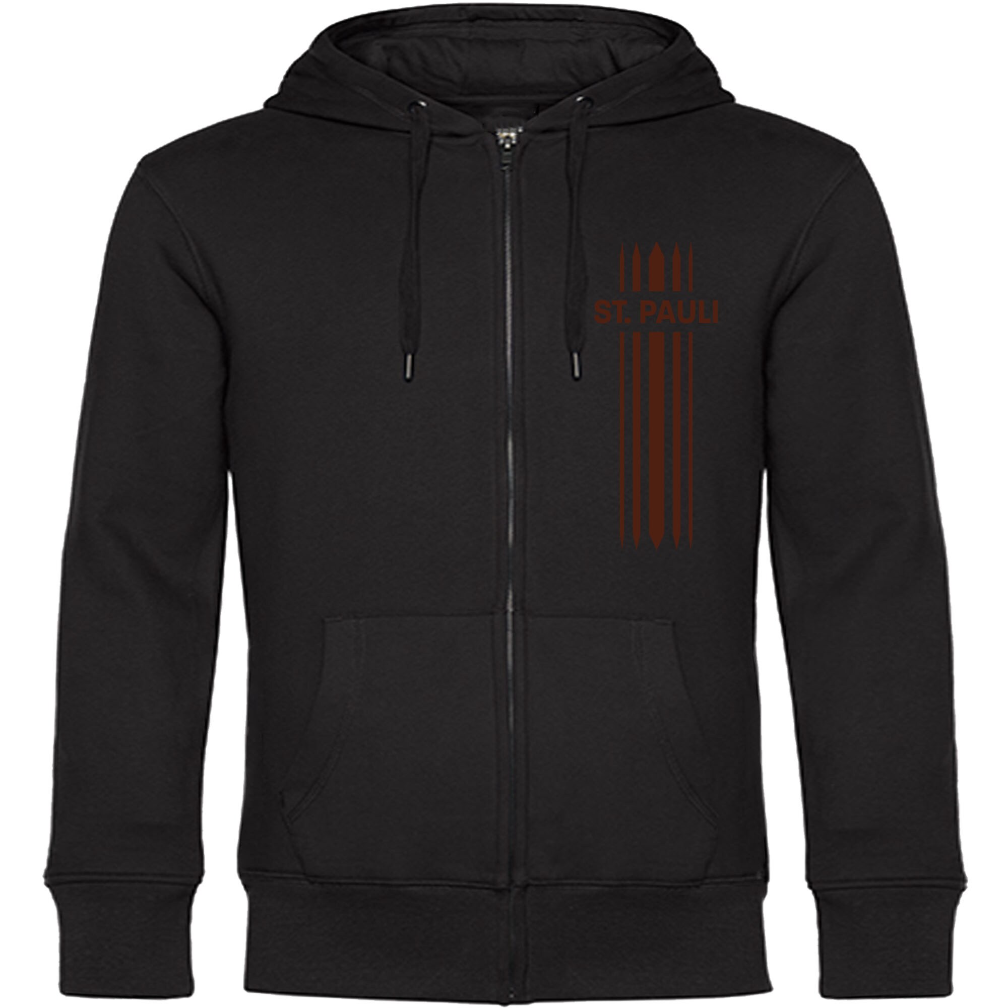 multifanshop Kapuzen Sweatshirt Jacke - St. Pauli - Streifen - Druck braun - Sweat 