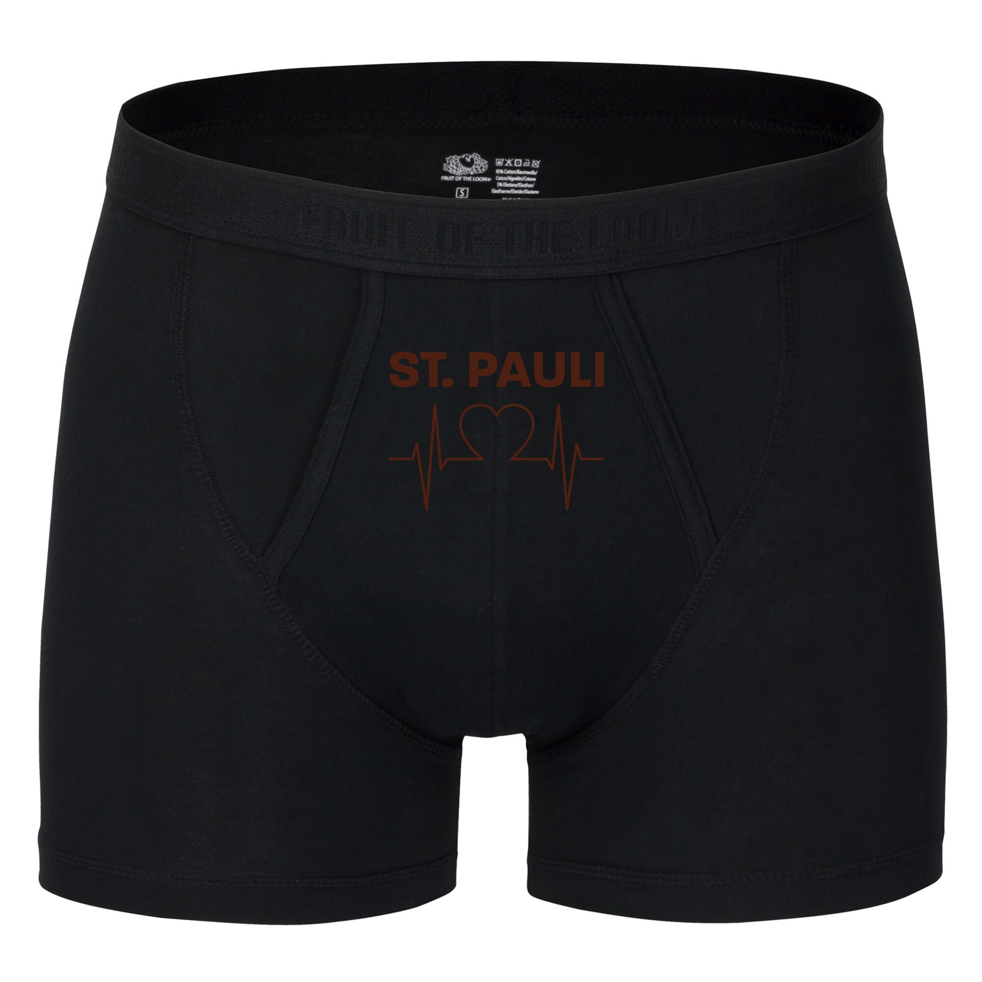 multifanshop Herren Boxer Short - St. Pauli - Herzschlag - Druck braun - Unterw&auml;sche 