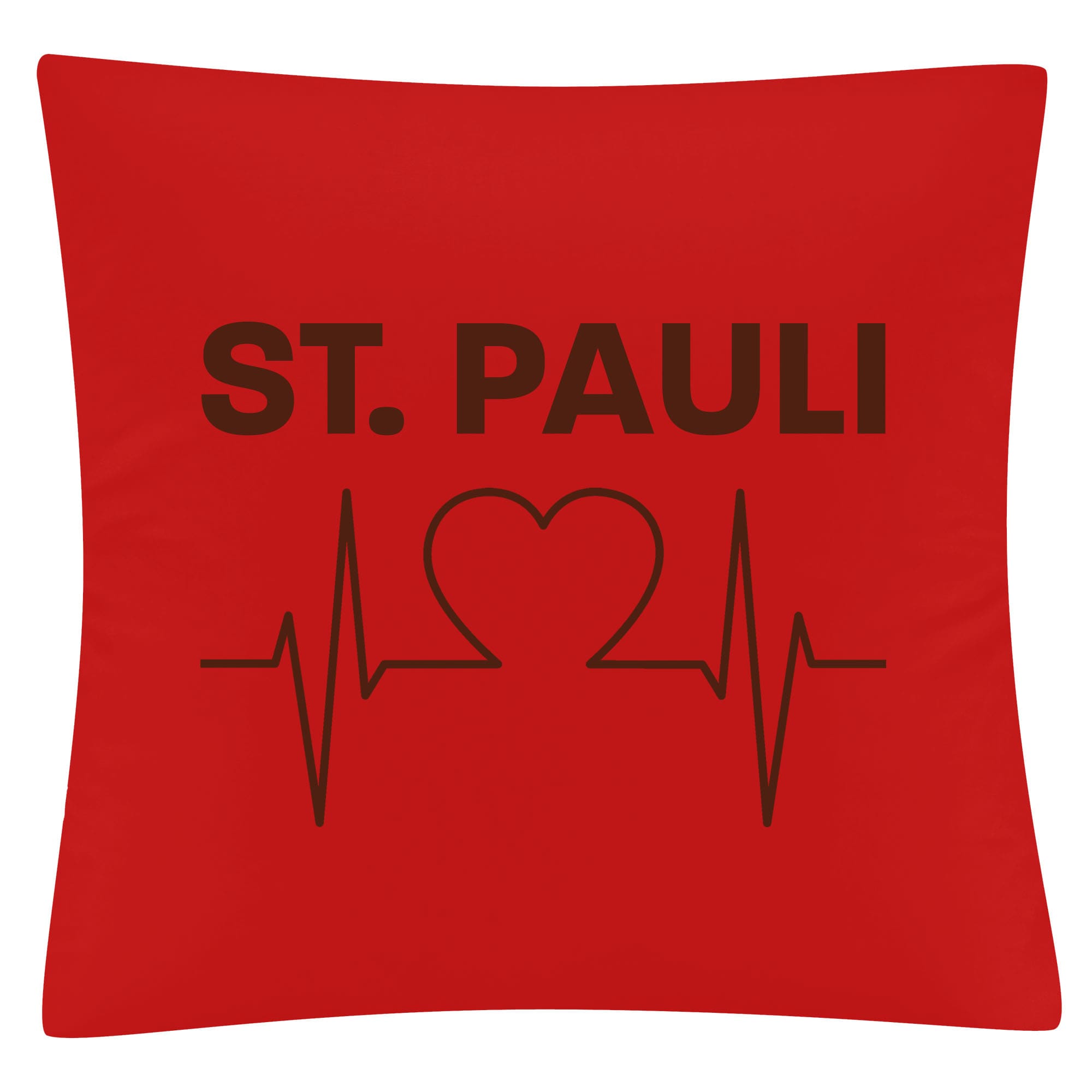 multifanshop Kissenbezug - St. Pauli - Herzschlag - Druck braun - Kissen 