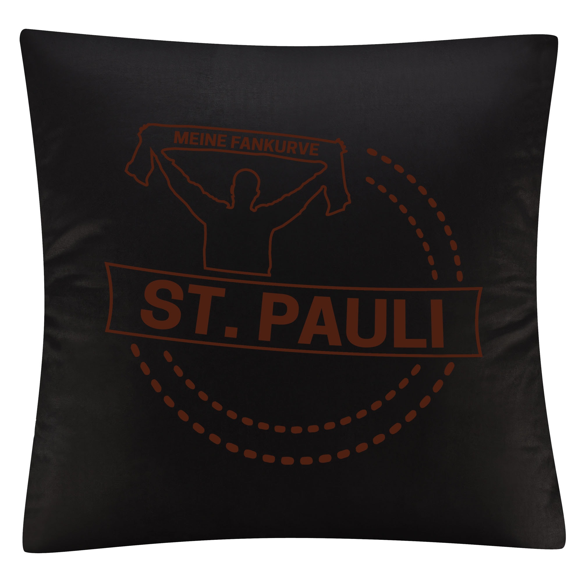 multifanshop Kissenbezug - St. Pauli - Meine Fankurve - Druck braun - Kissen 