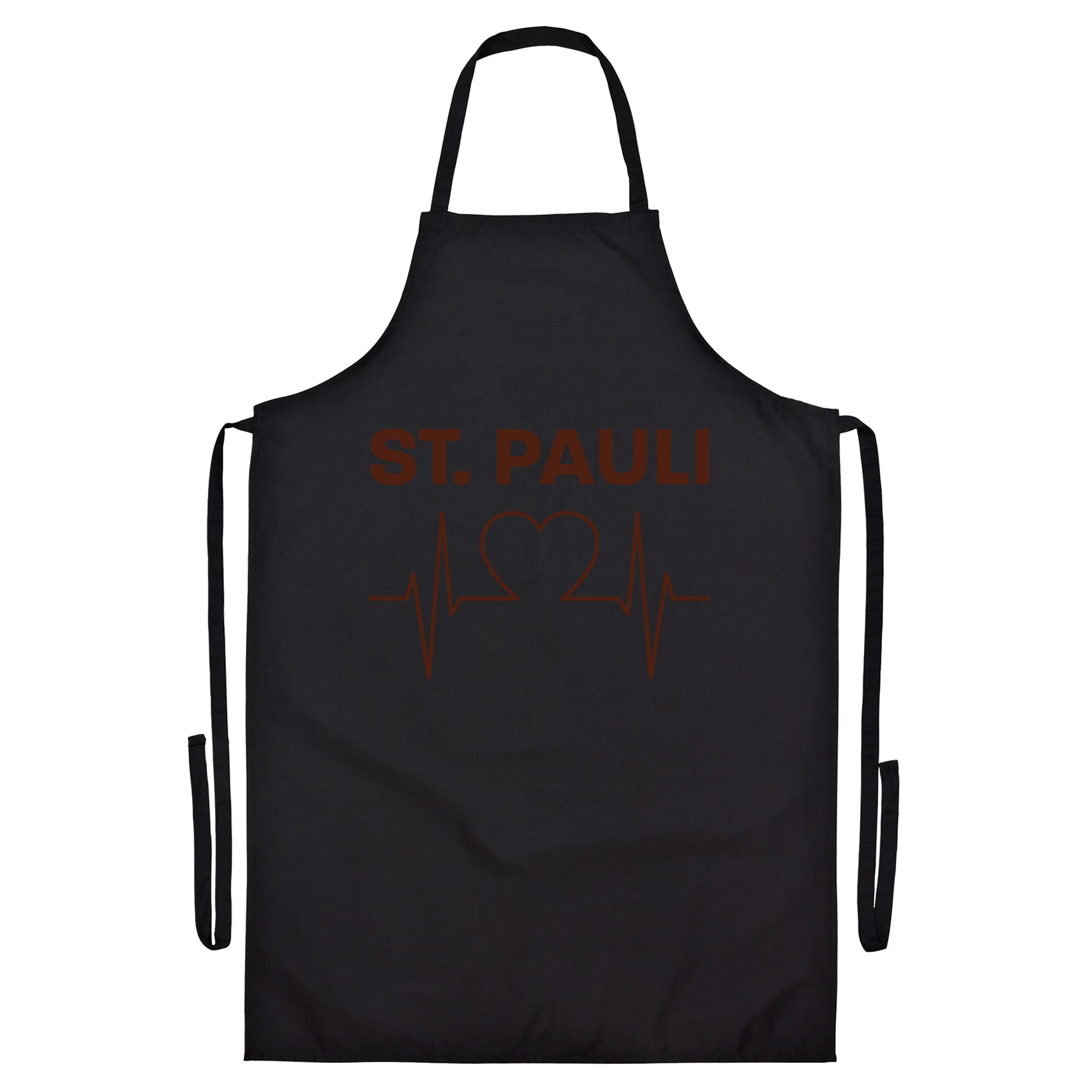 multifanshop Grillsch&uuml;rze - St. Pauli - Herzschlag - Druck braun - Sch&uuml;rze 