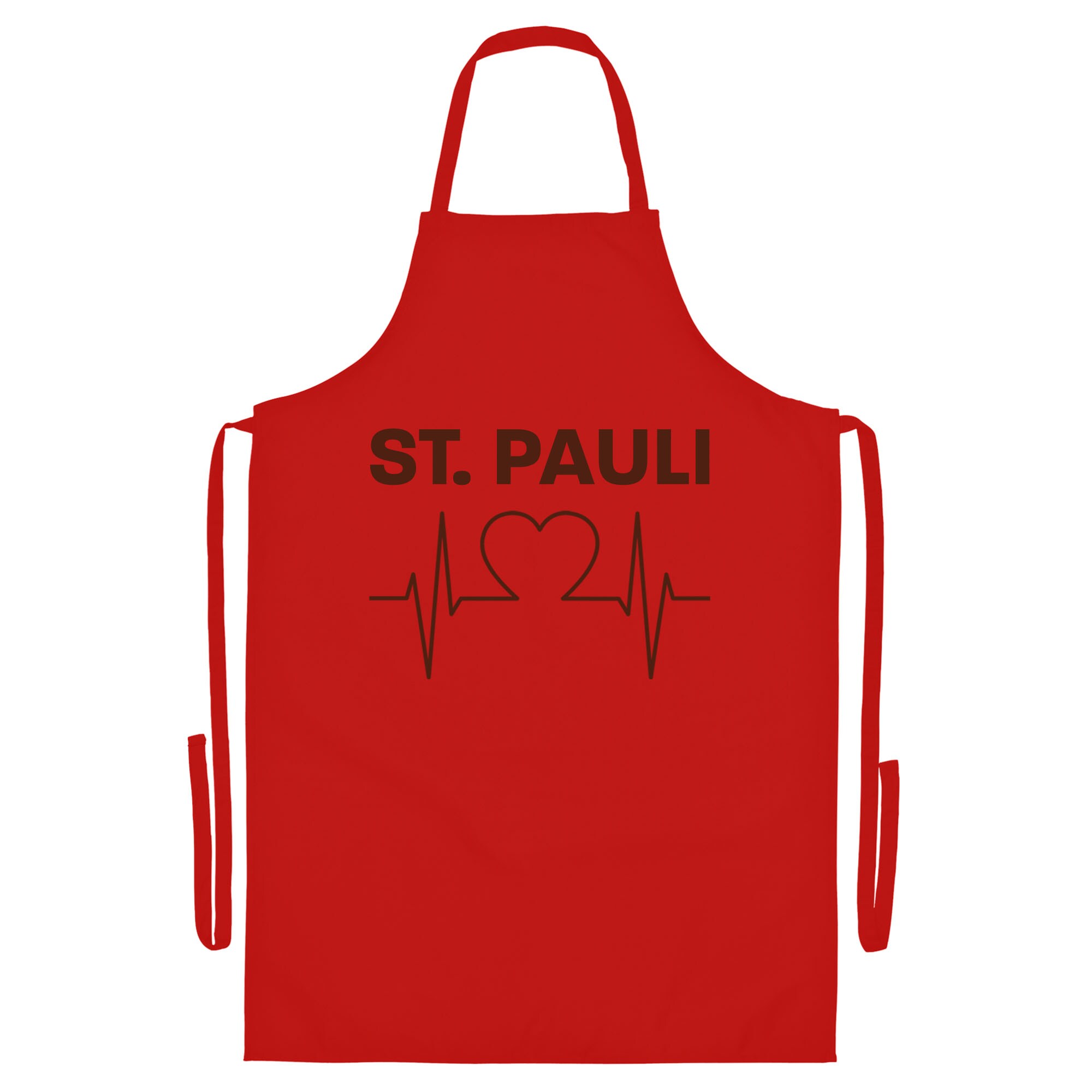 multifanshop Grillsch&uuml;rze - St. Pauli - Herzschlag - Druck braun - Sch&uuml;rze 