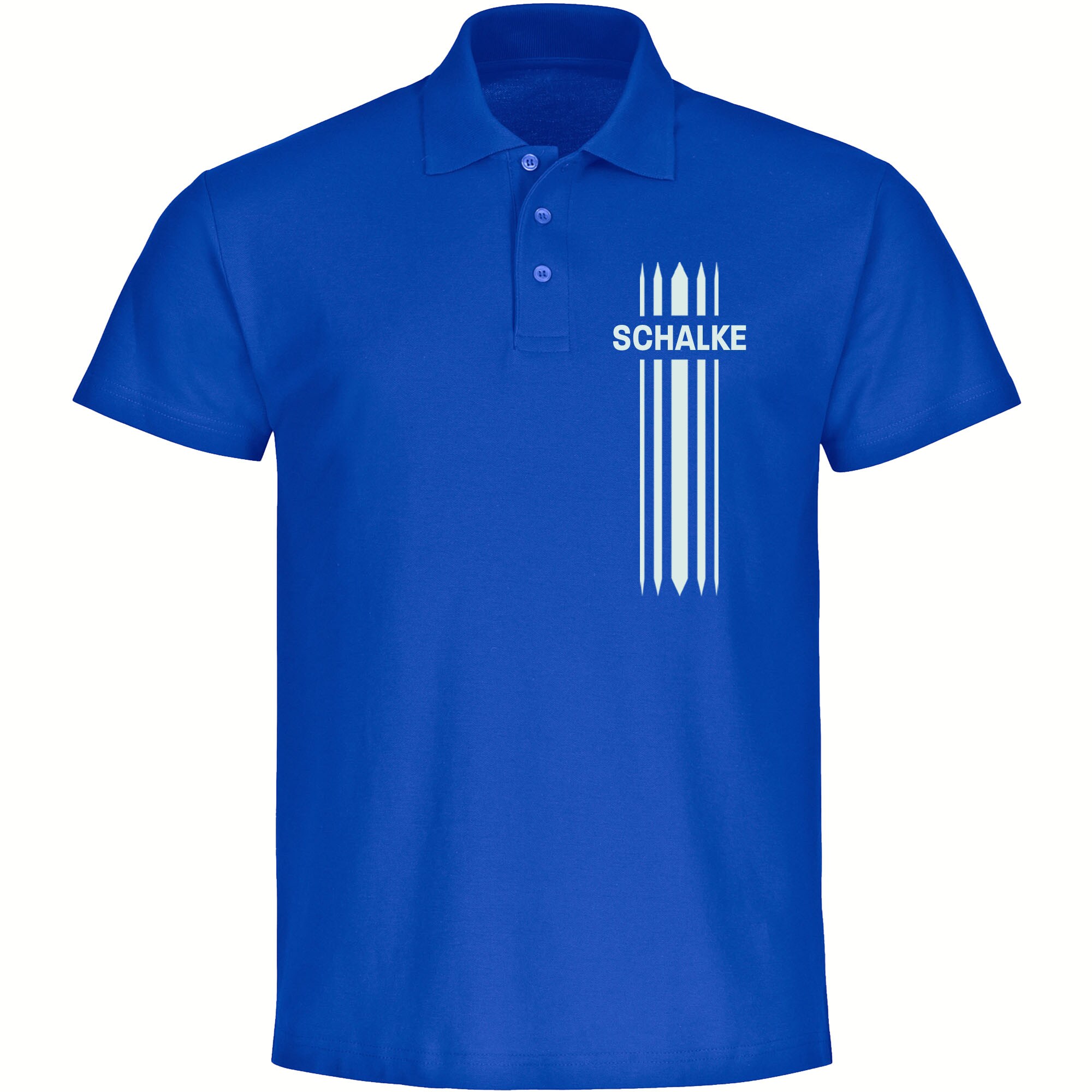 multifanshop Poloshirt - Schalke - Streifen - Druck wei&szlig; - Polo 