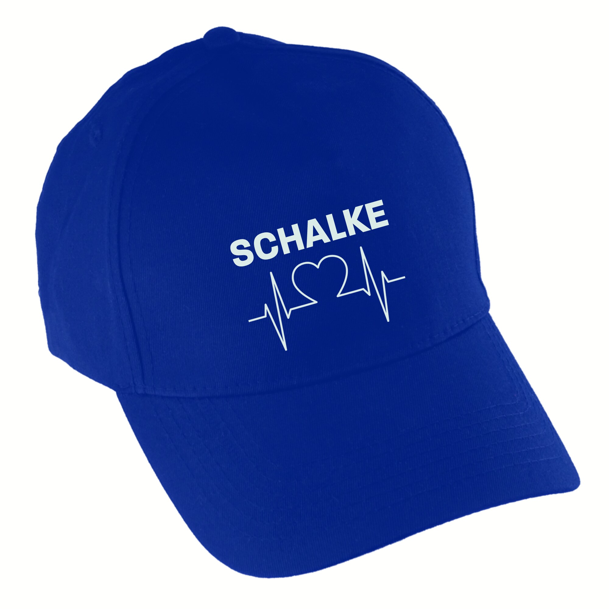 multifanshop Baseballcap - Schalke - Herzschlag - Druck wei&szlig; - M&uuml;tze 