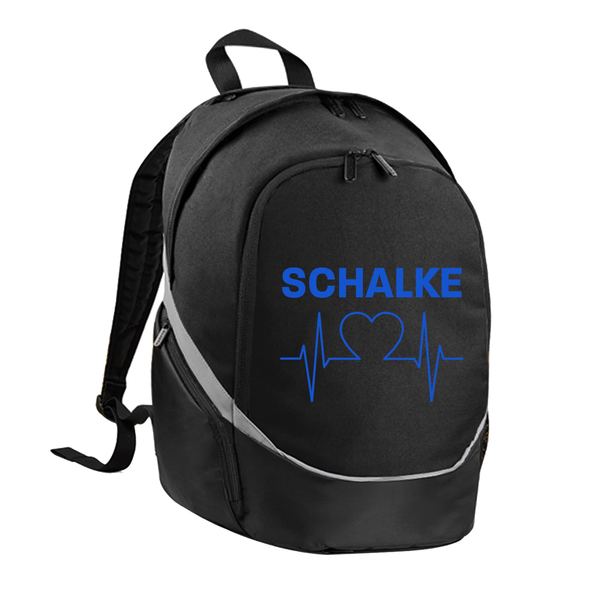 multifanshop Rucksack - Schalke - Herzschlag - Druck blau - Tasche 