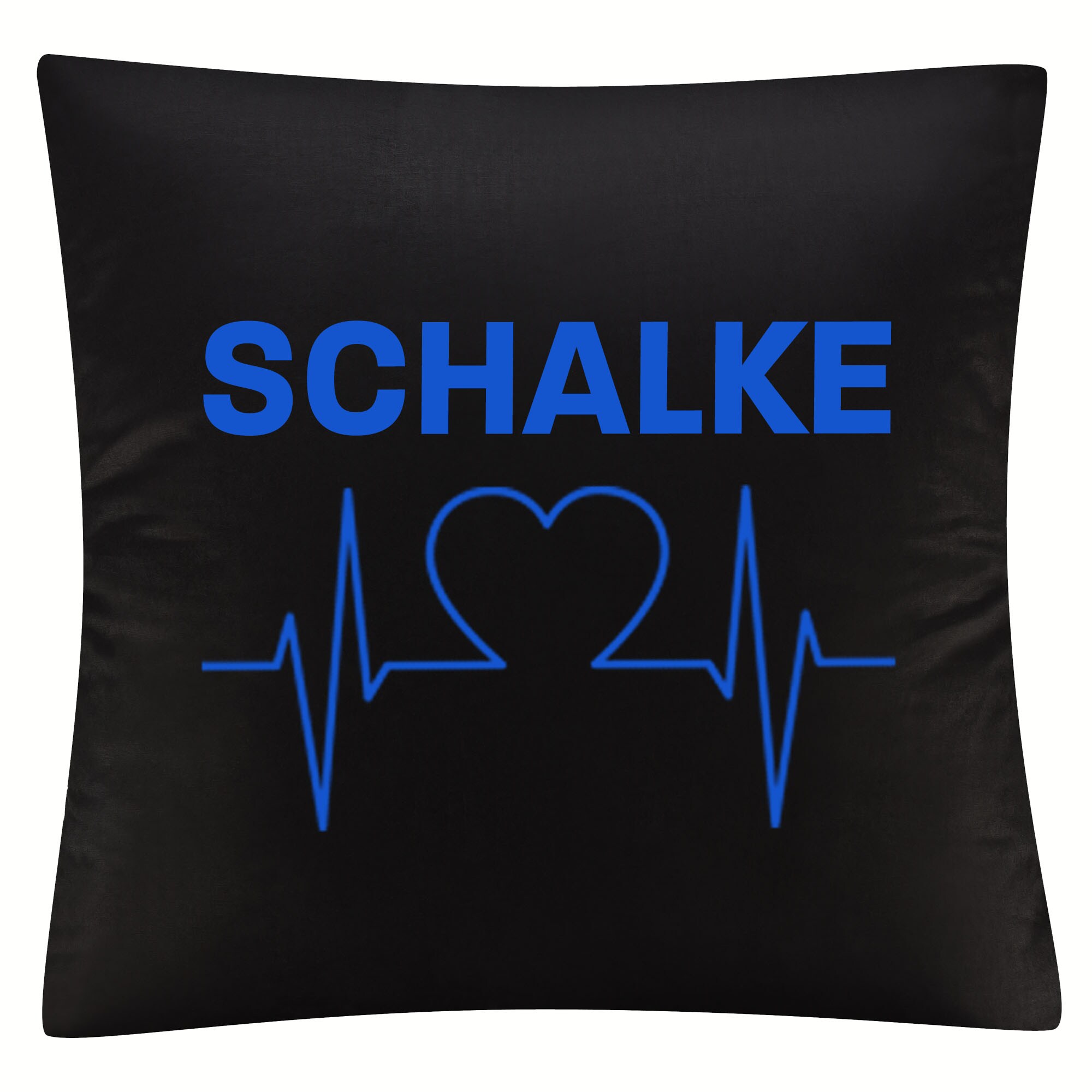 multifanshop Kissenbezug - Schalke - Herzschlag - Druck blau - Kissen 