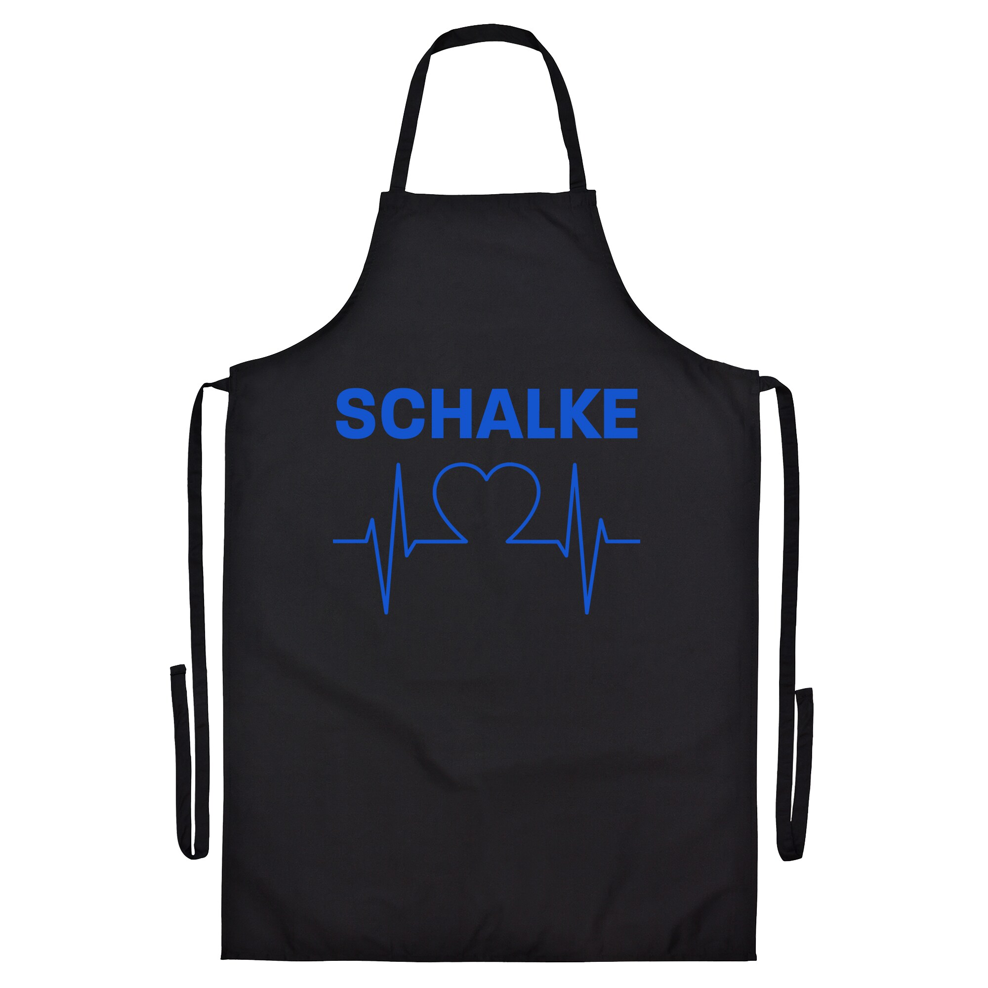 multifanshop Grillsch&uuml;rze - Schalke - Herzschlag - Druck blau - Sch&uuml;rze 