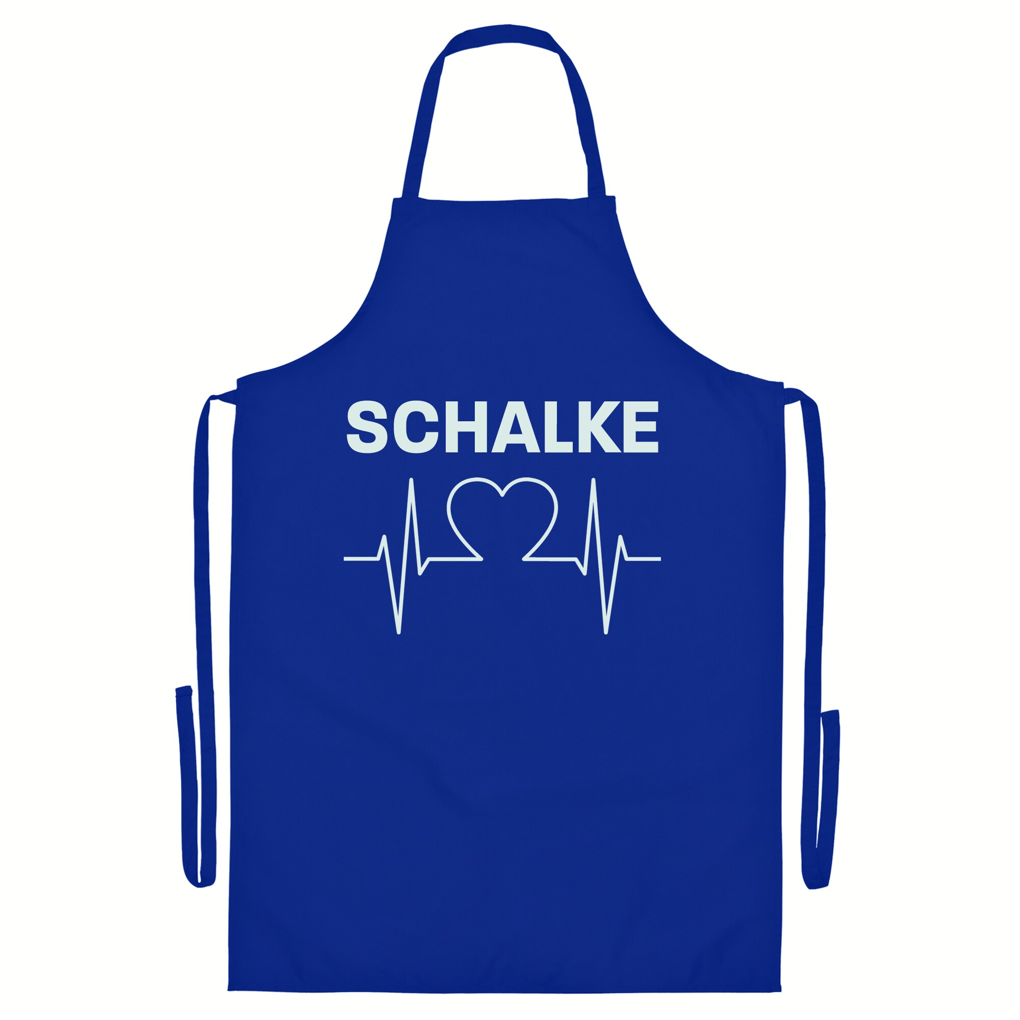 multifanshop Grillsch&uuml;rze - Schalke - Herzschlag - Druck wei&szlig; - Sch&uuml;rze 