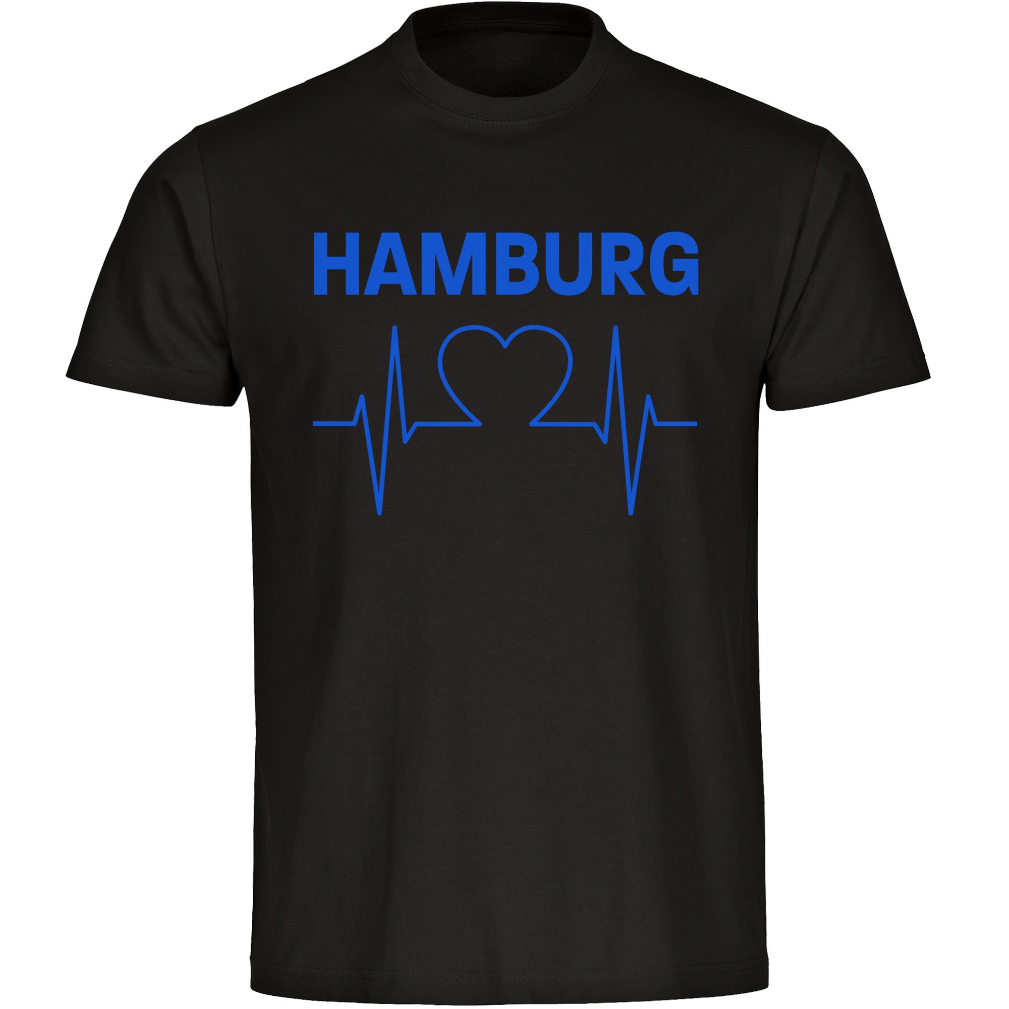 multifanshop Herren T-Shirt - Hamburg - Herzschlag - Druck blau - M&auml;nner 