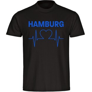 multifanshop Herren T-Shirt - Hamburg - Herzschlag - Druck blau - Männer 