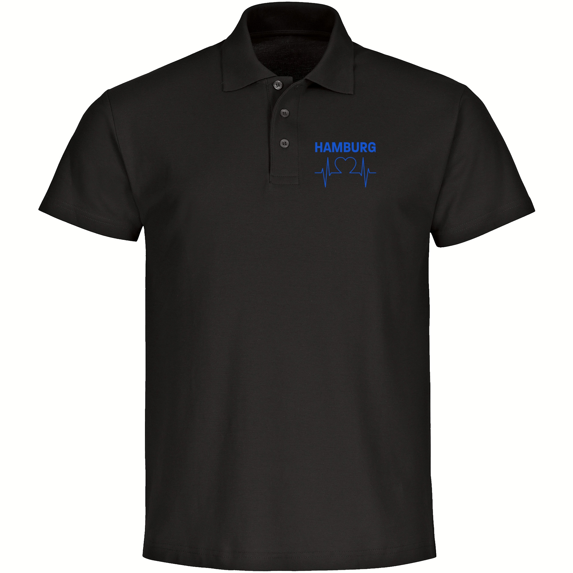 multifanshop Poloshirt - Hamburg - Herzschlag - Druck blau - Polo 
