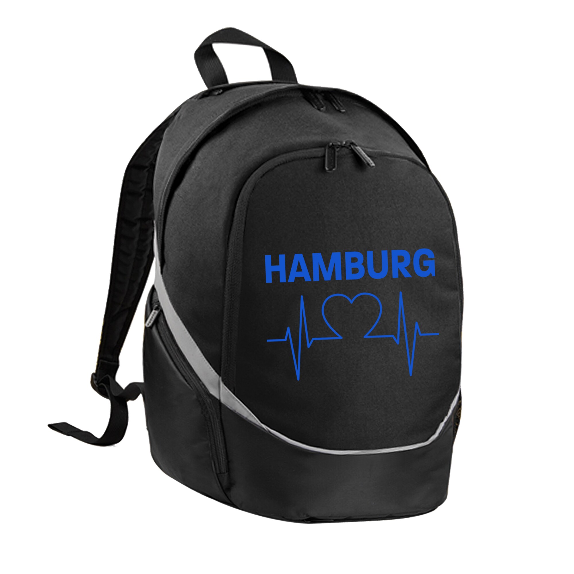 multifanshop Rucksack - Hamburg - Herzschlag - Druck blau - Tasche 