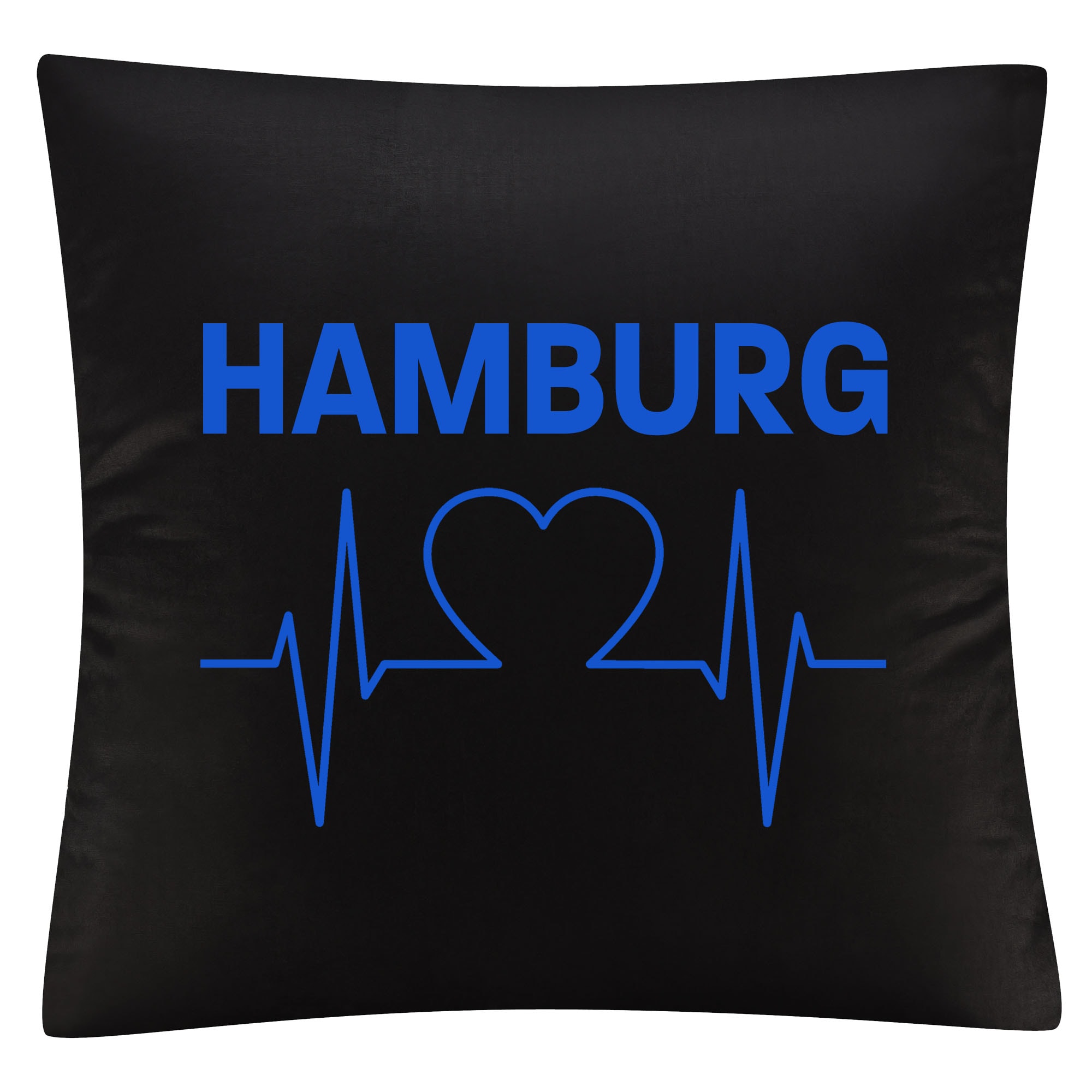 multifanshop Kissenbezug - Hamburg - Herzschlag - Druck blau - Kissen 
