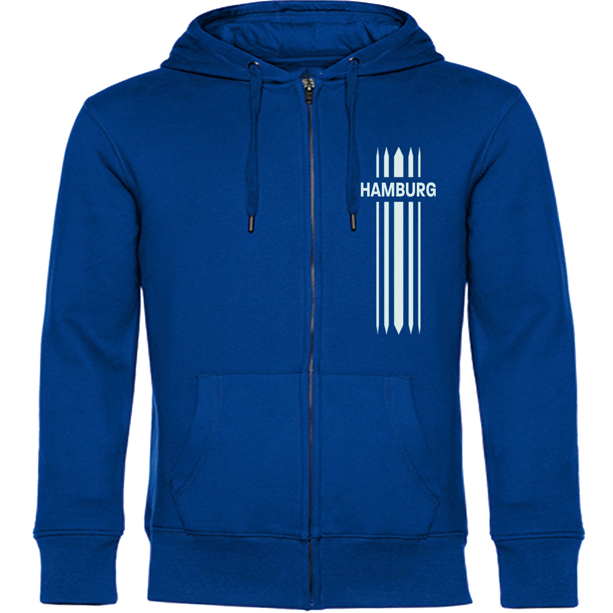multifanshop Kapuzen Sweatshirt Jacke - Hamburg - Streifen - Druck wei&szlig; - Sweat 