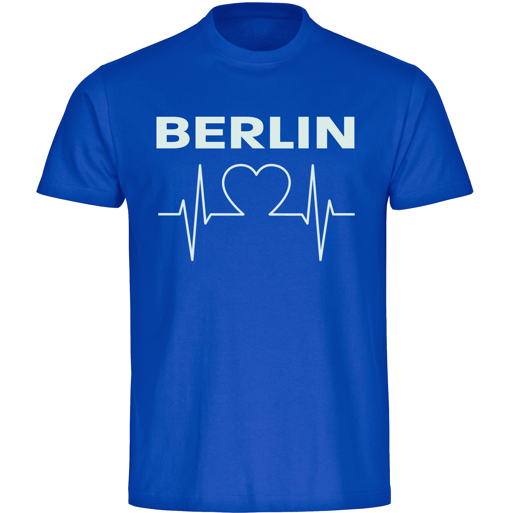multifanshop Herren T-Shirt - Berlin blau - Herzschlag - Druck wei&szlig; - M&auml;nner 