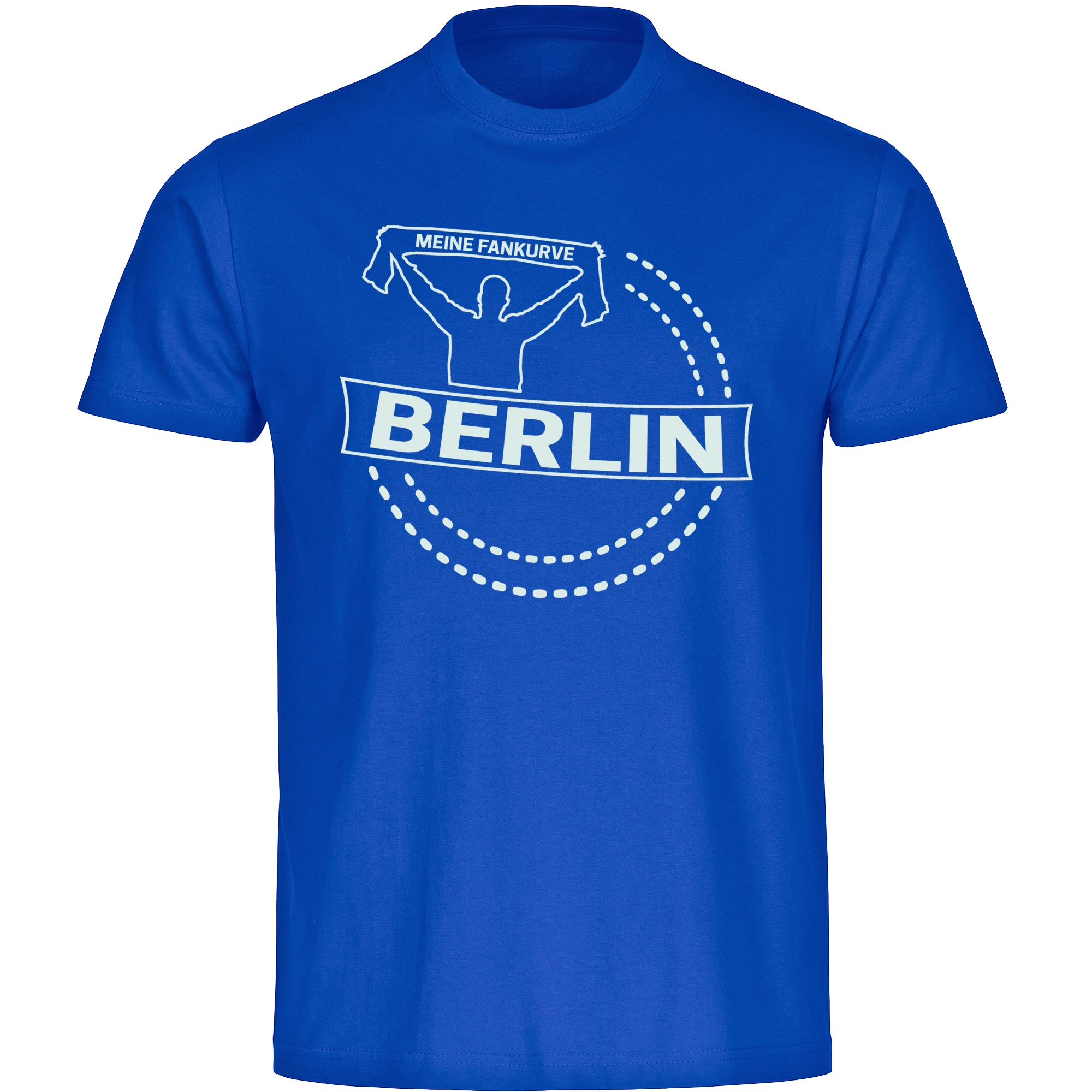 multifanshop Herren T-Shirt - Berlin blau - Meine Fankurve - Druck wei&szlig; - M&auml;nner 