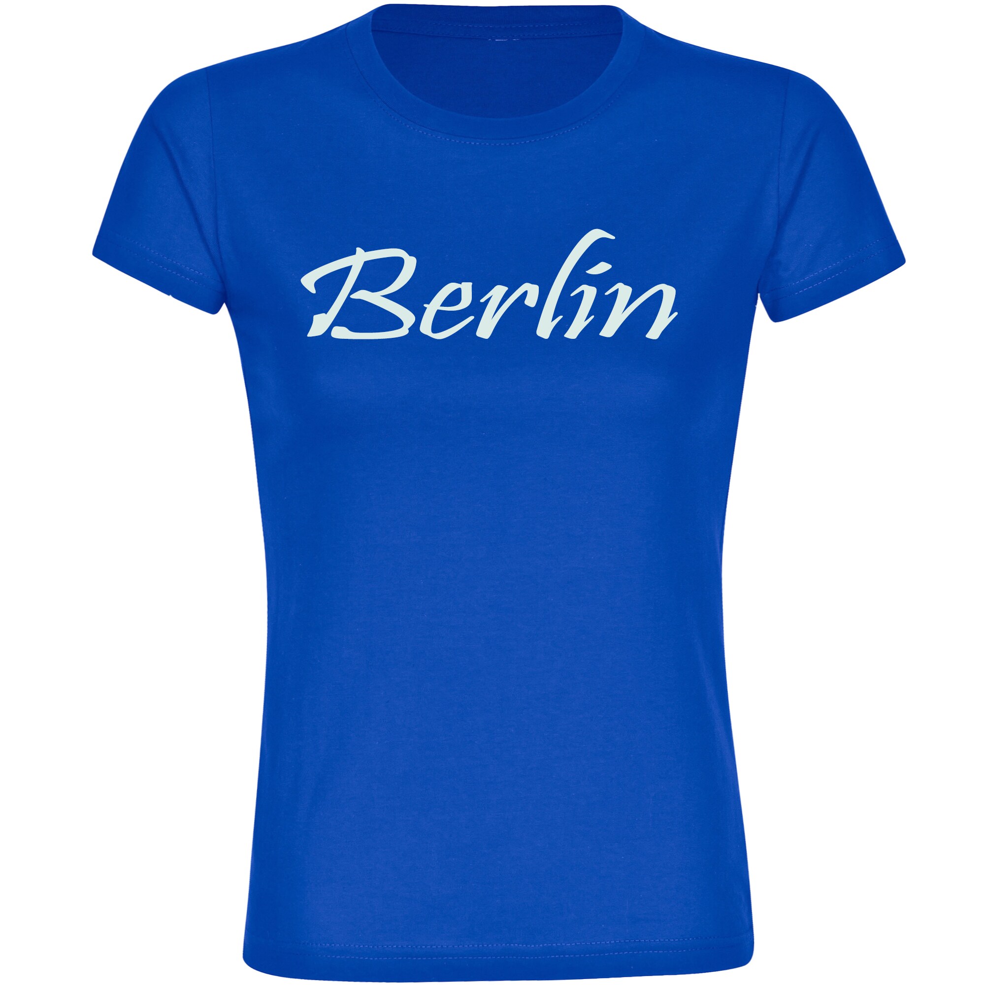 multifanshop Damen T-Shirt - Berlin blau - Schriftzug - Druck wei&szlig; - Frauen 
