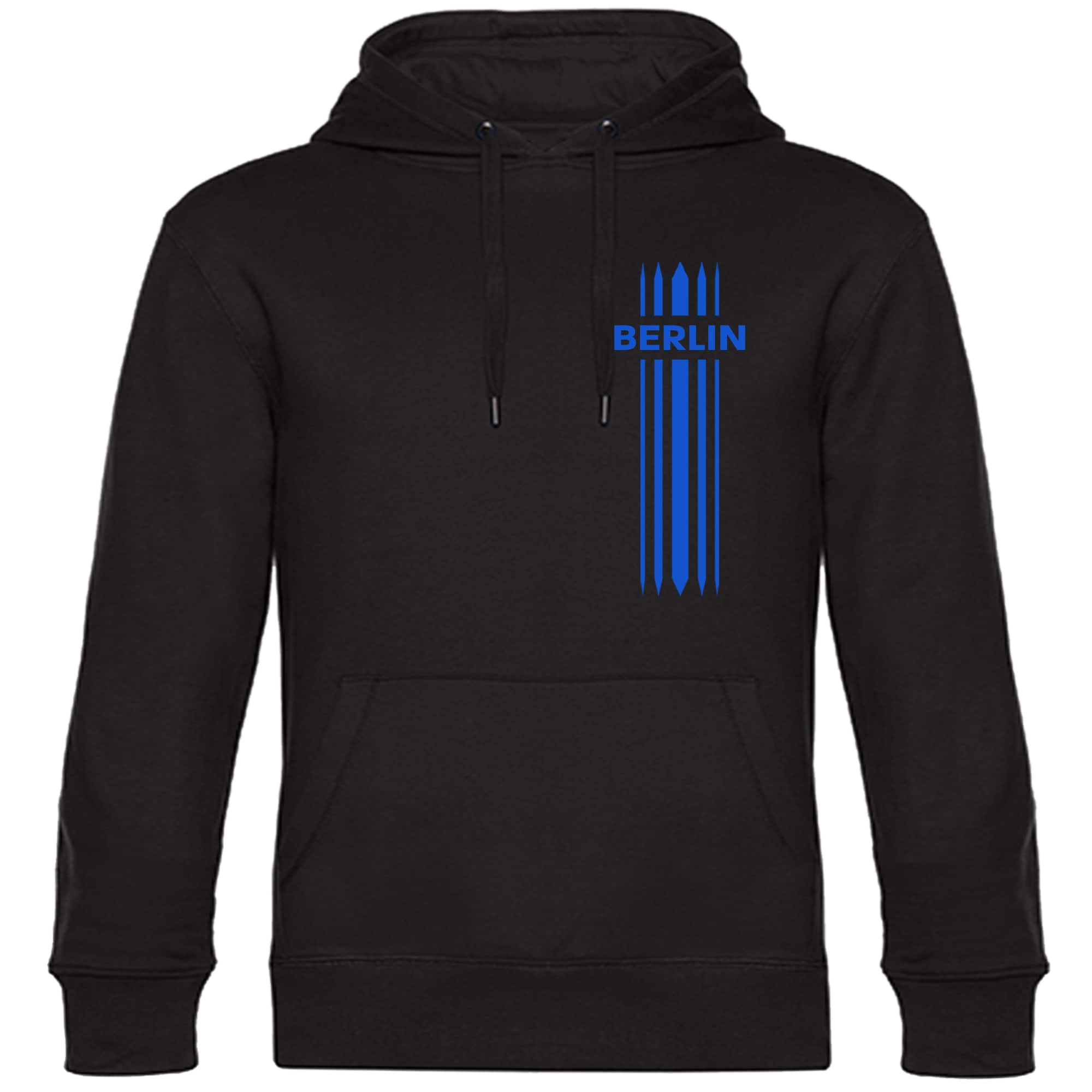 multifanshop Kapuzen Sweatshirt - Berlin blau - Streifen - Druck blau - Hoodie 