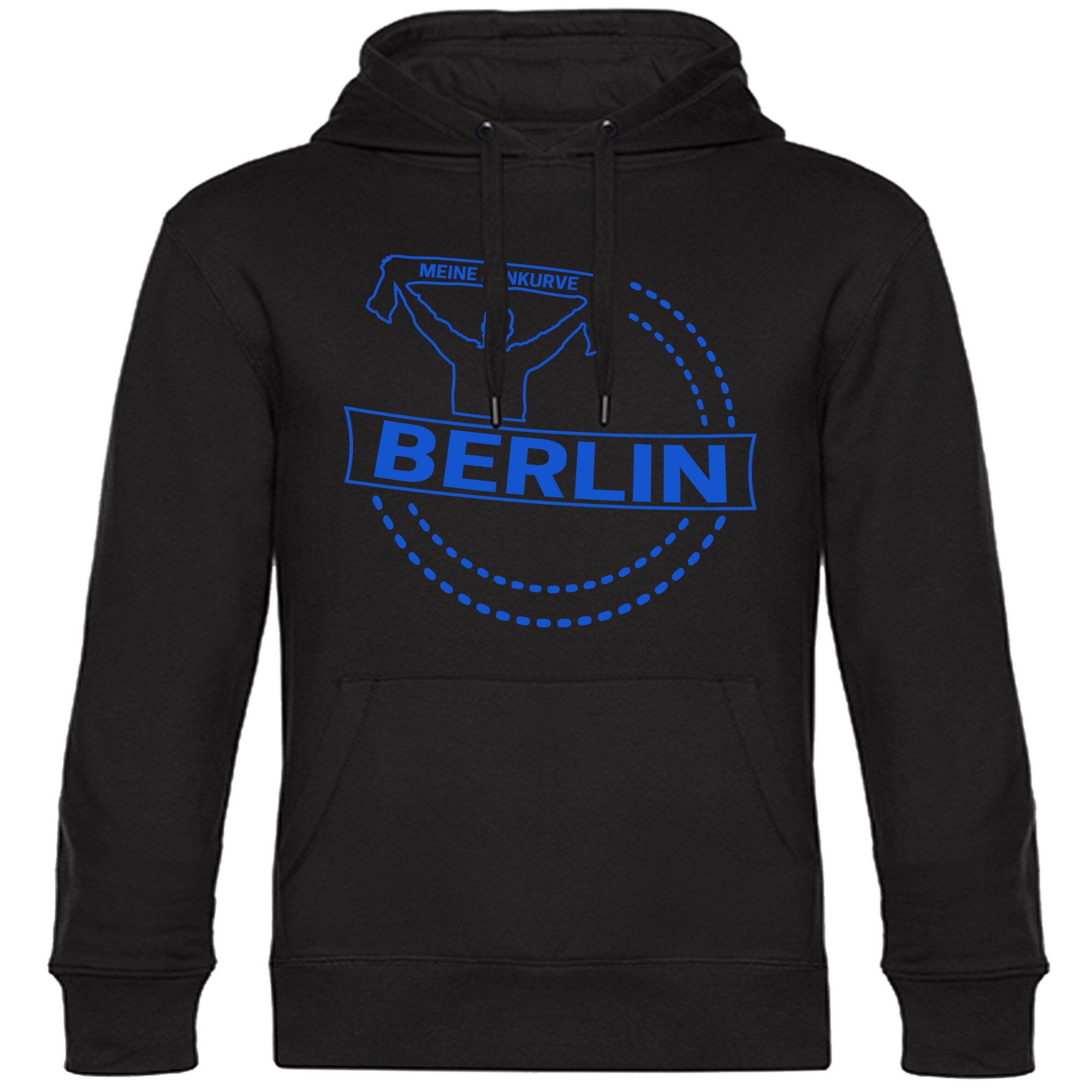 multifanshop Kapuzen Sweatshirt - Berlin blau - Meine Fankurve - Druck blau - Hoodie 