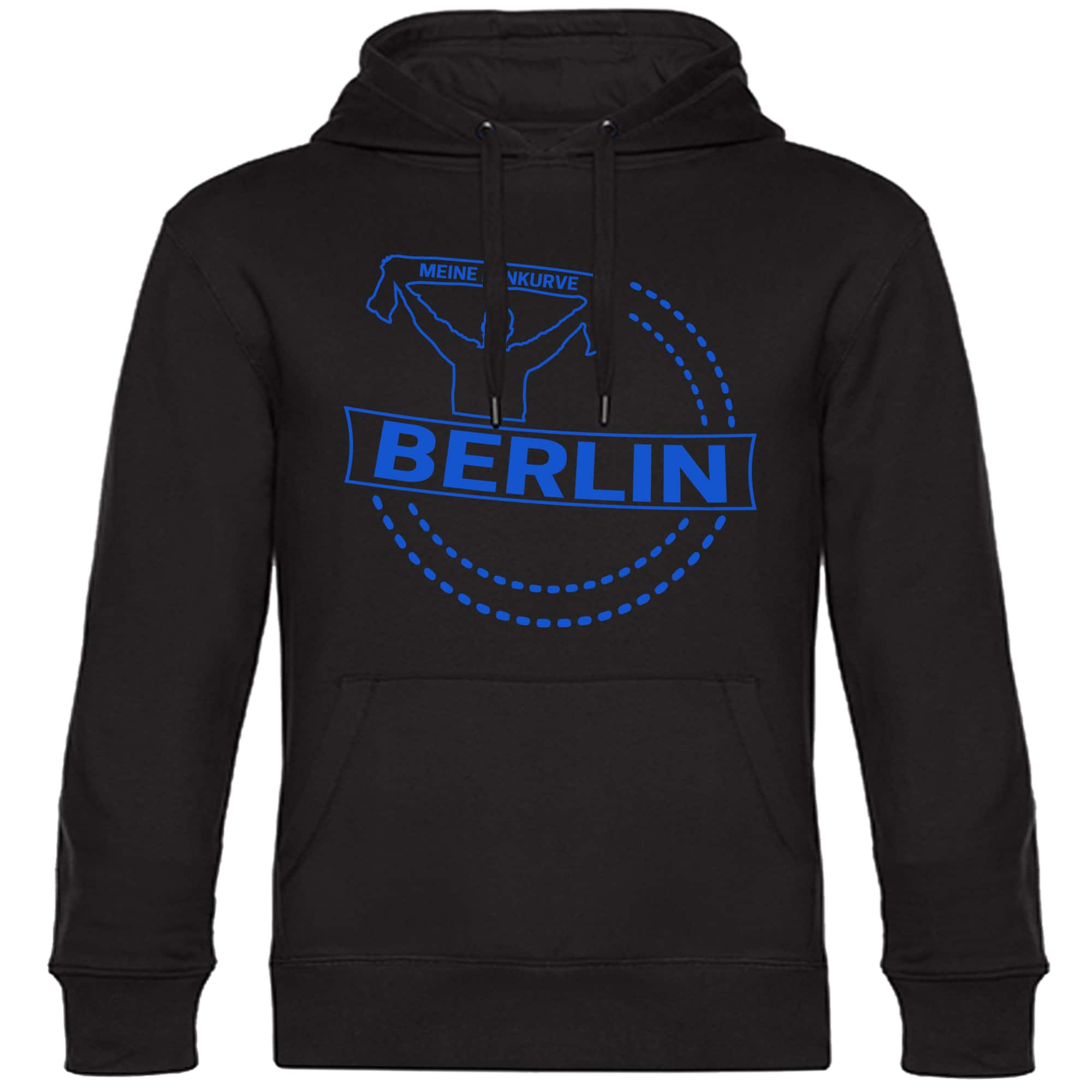 multifanshop Kapuzen Sweatshirt - Berlin blau - Meine Fankurve - Druck blau - Hoodie 