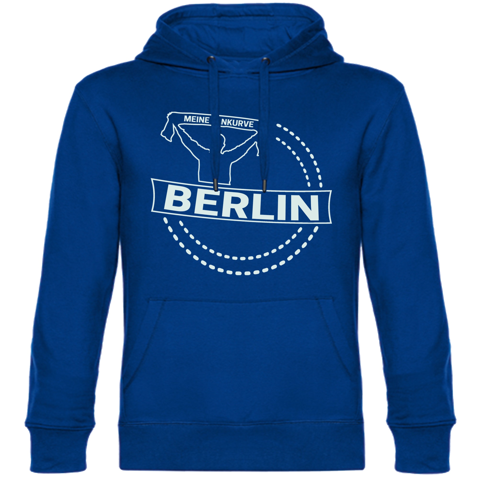 multifanshop Kapuzen Sweatshirt - Berlin blau - Meine Fankurve - Druck wei&szlig; - Hoodie 