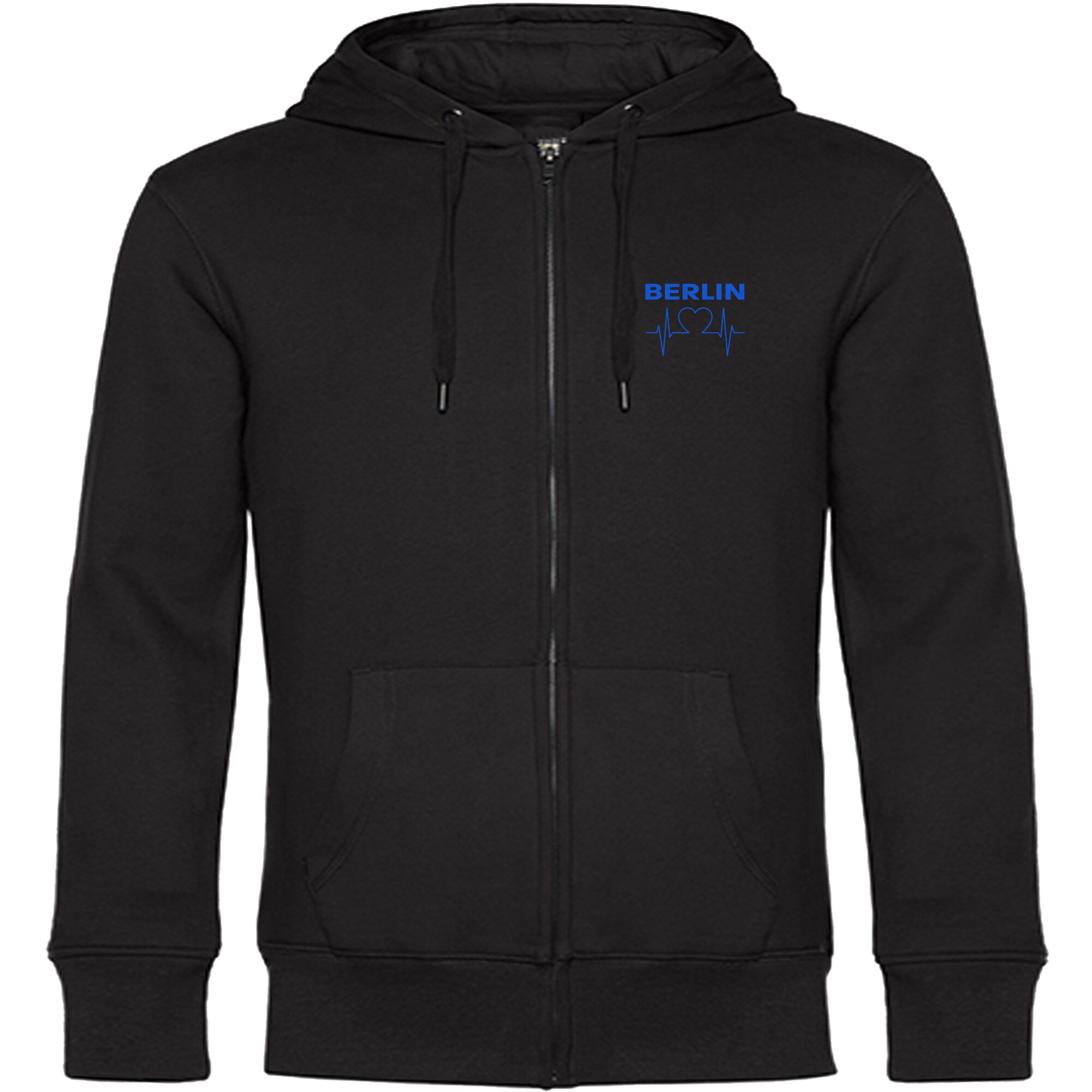 multifanshop Kapuzen Sweatshirt Jacke - Berlin blau - Herzschlag - Druck blau - Sweat 
